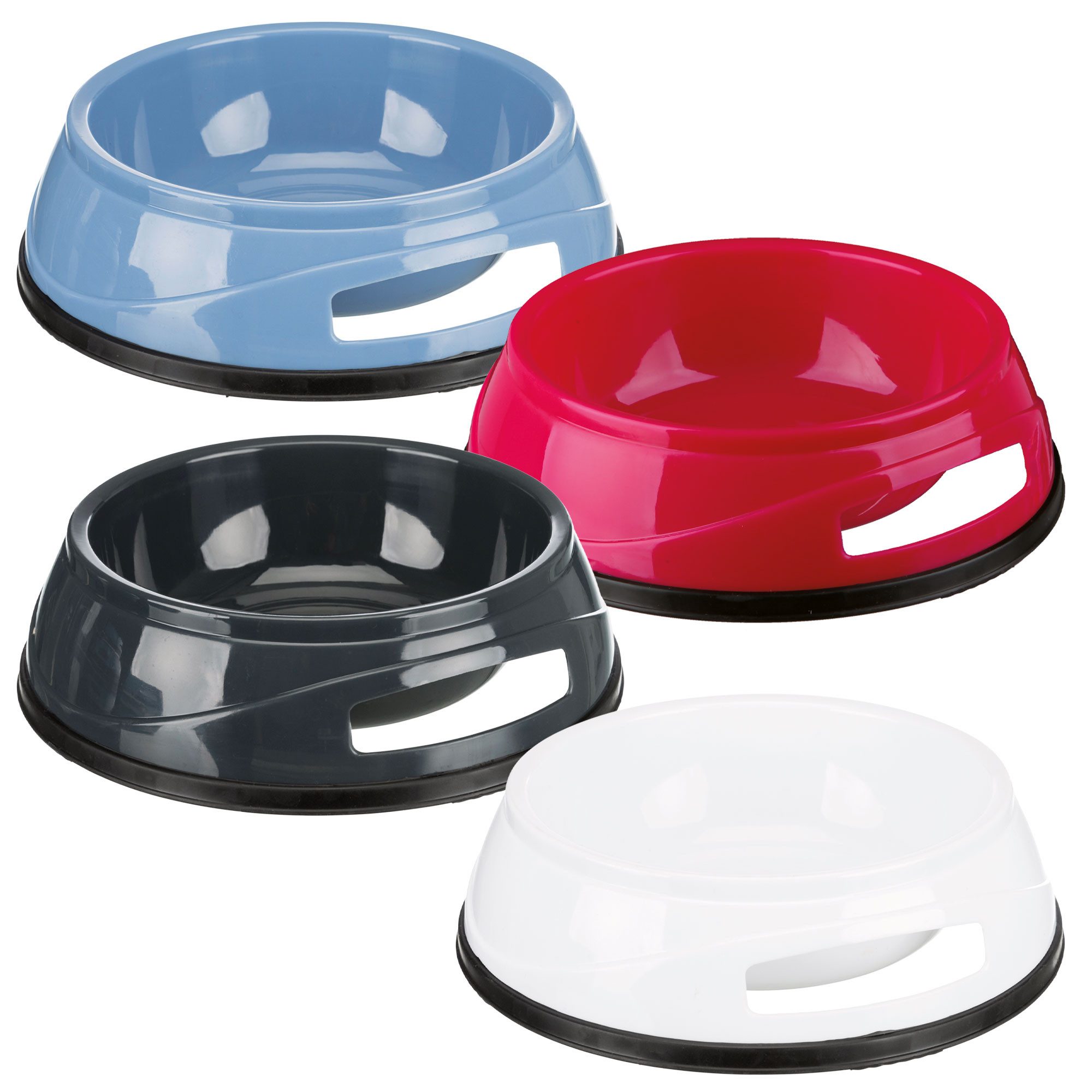 TRIXIE Napf-Set Kunststoffnäpfe mit Gummiring - Mehrpack, Kunststoff, Hinweis: Wird in verschiedenen Farben geliefert!