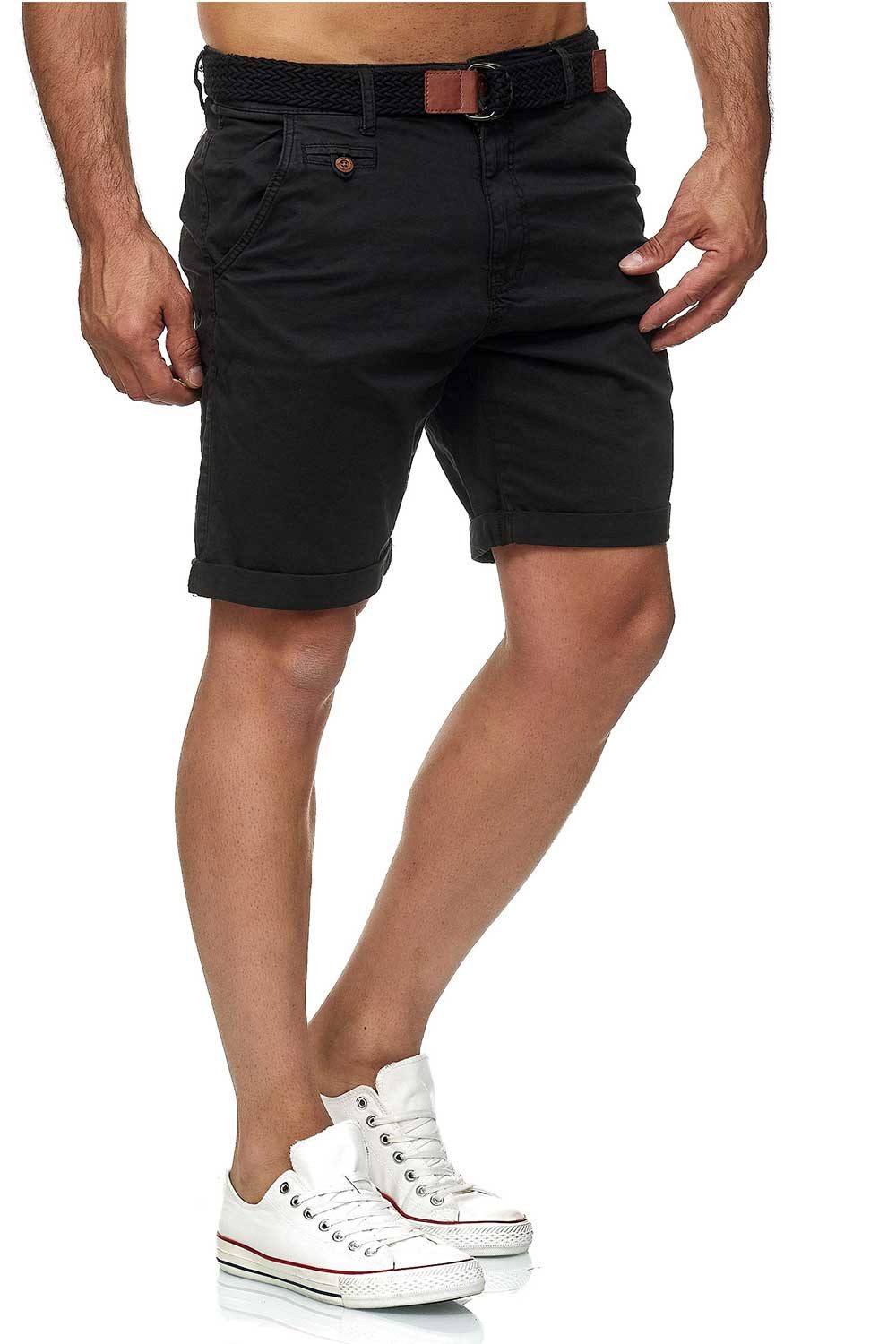 Indicode Shorts Herren kurze Hose mit Gürtel - Conor - Aus Baumwolle - Regular Fit Freizeithose - Sportlich eleganter Look - Bequemes Stretch Material