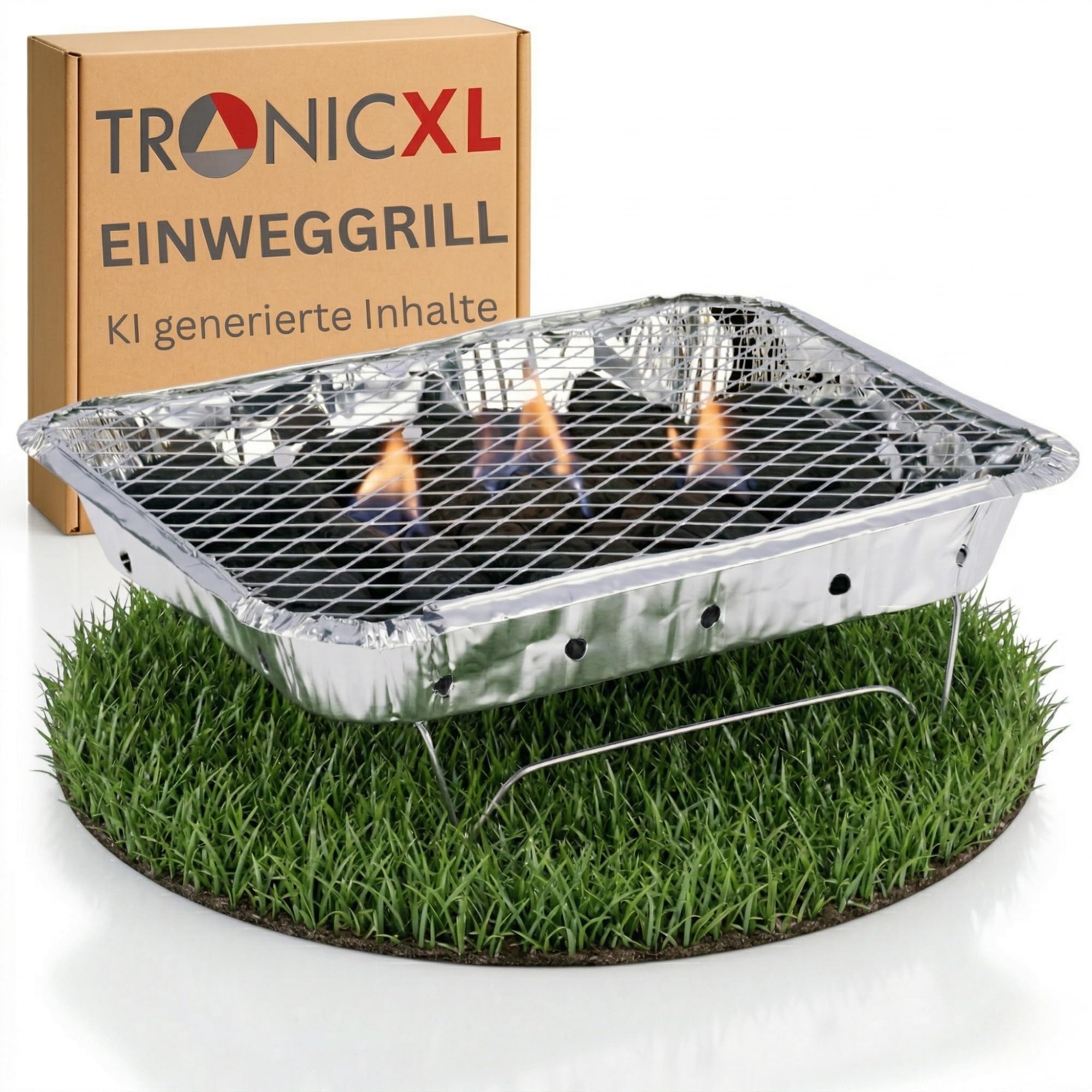 TronicXL Grillrost 1 Einweg Holzkohlegrill Schnellstart Grill Einweggrill Einmalgrill (1-St), Festival Camping Reise Kohle