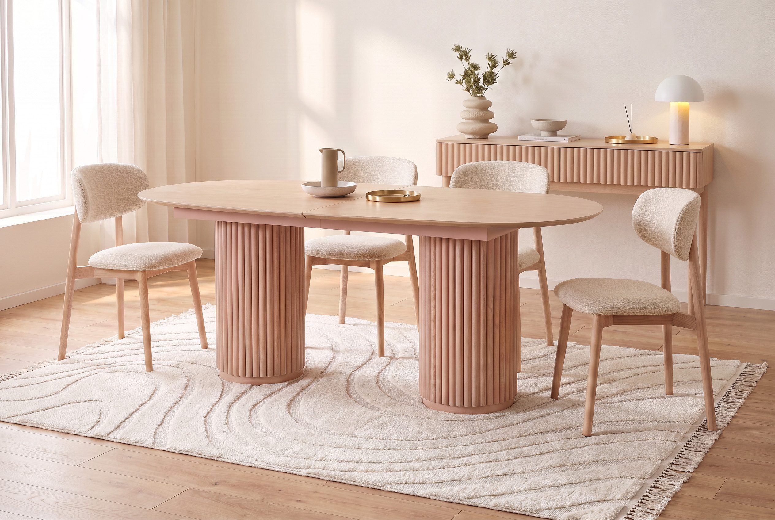 homsy by Ana Johnson Esstisch Solva, mit pflegeleichter Keramik Platte, ausziehbar auf 220 cm