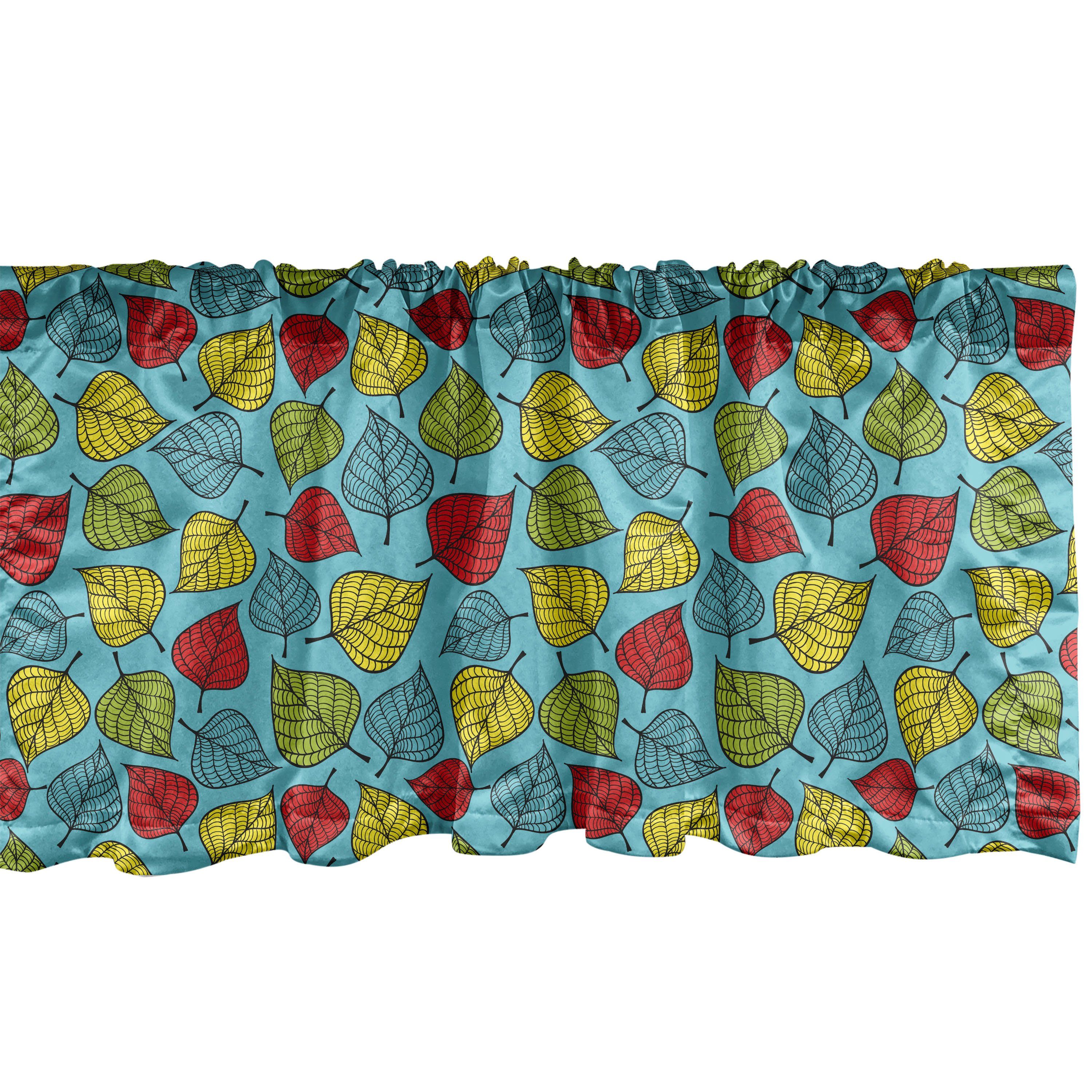 Scheibengardine Vorhang Volant für Leaves Abakuhaus, Blue Microfaser, mit Falling Stangentasche, Schlafzimmer Küche Dekor on Natur