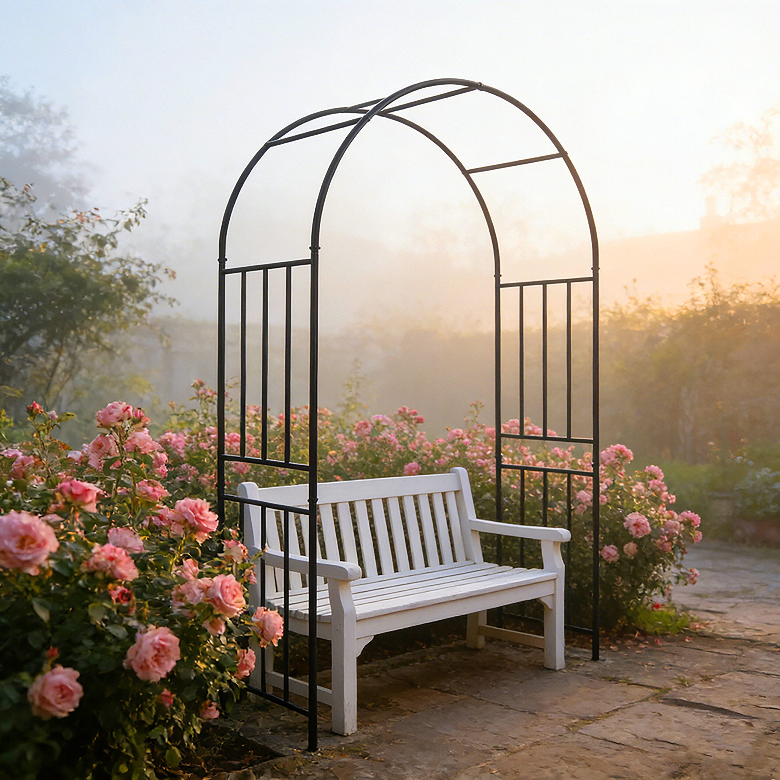 relaxdays Rosenbogen Schwarzer Rosenbogen aus Metall