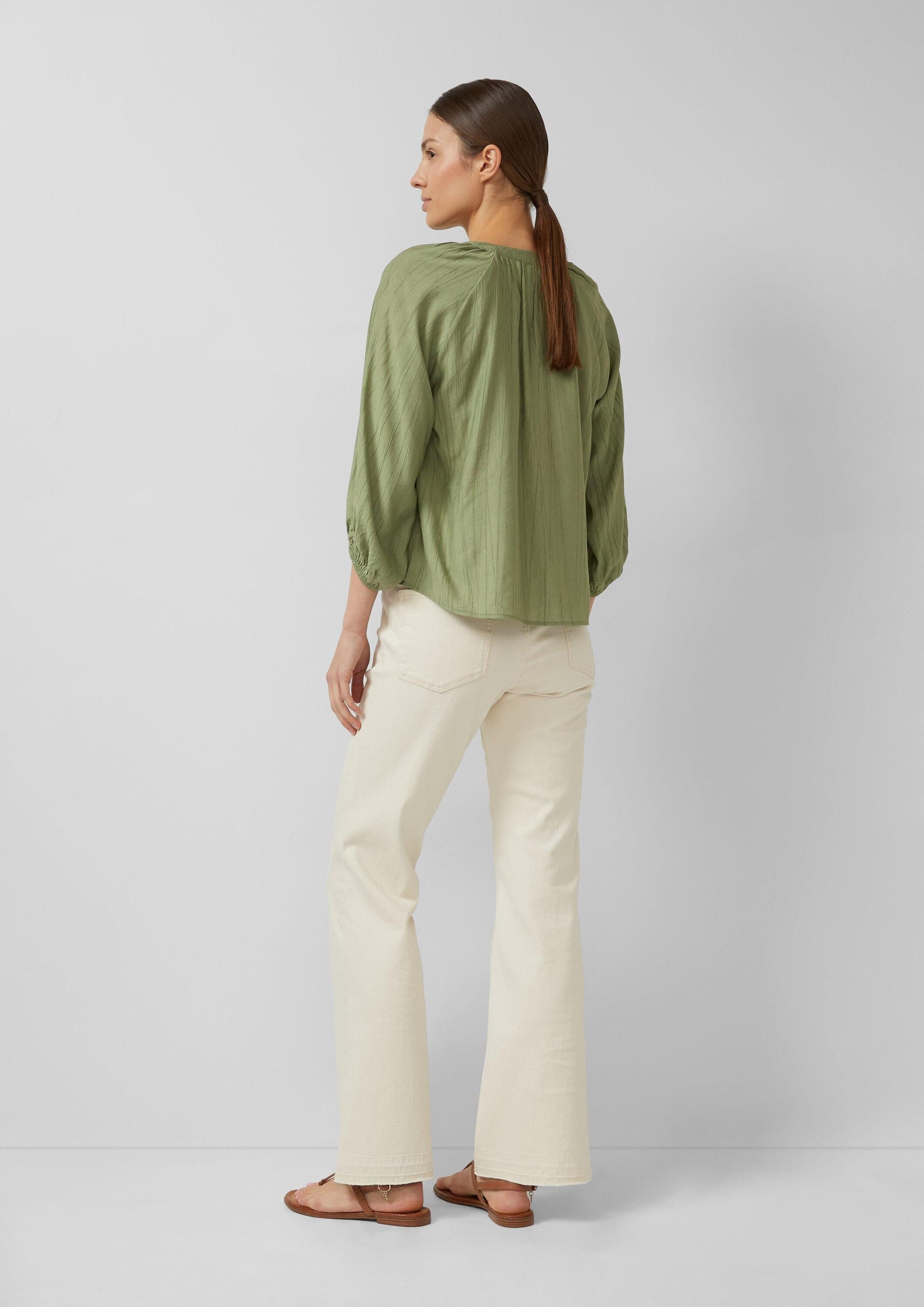 s.Oliver Kurzarmbluse Bluse Strukturierte Bluse mit weitem Ärmel
