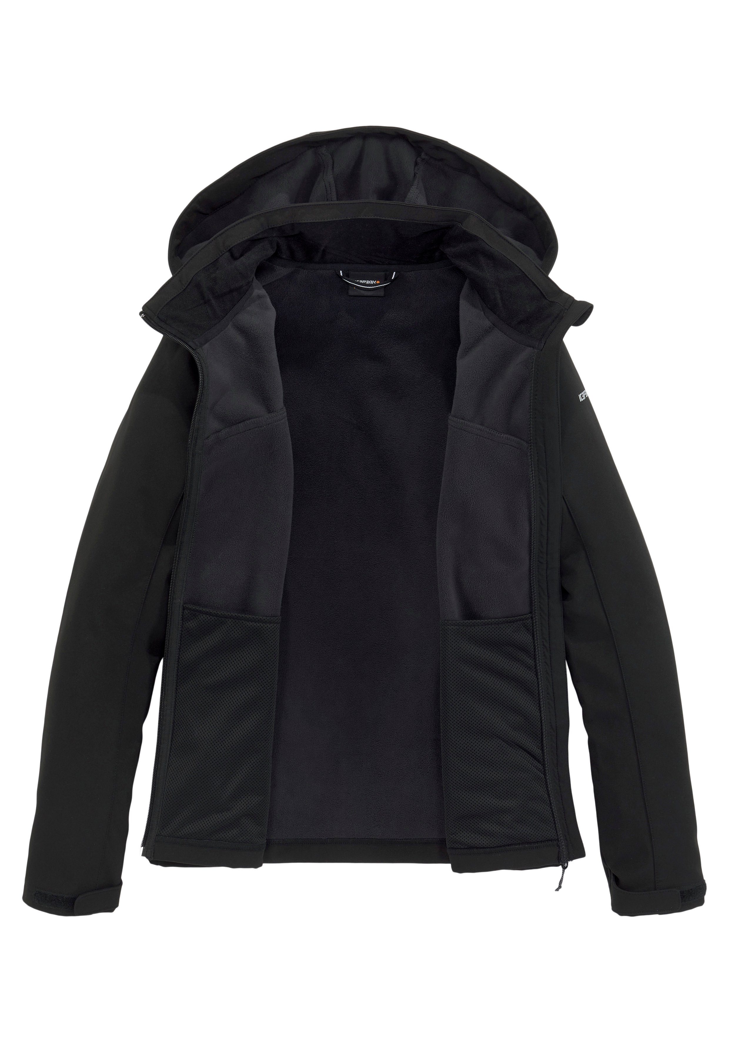 & & Icepeak Softshelljacke Atmungsaktiv Winddicht schwarz BRENHAM Wasserabweisend