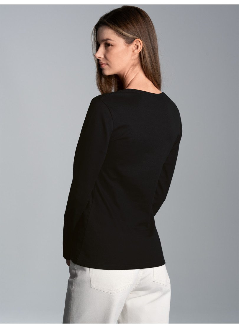 Trigema Longsleeve TRIGEMA Langarmshirt mit Kristallsteinen (1-tlg)