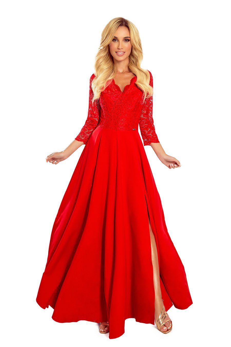 Numoco Abendkleid »Festkleid Amber rot lang Spitzenkleid Abendkleid  Weihnachten Hochzeit«