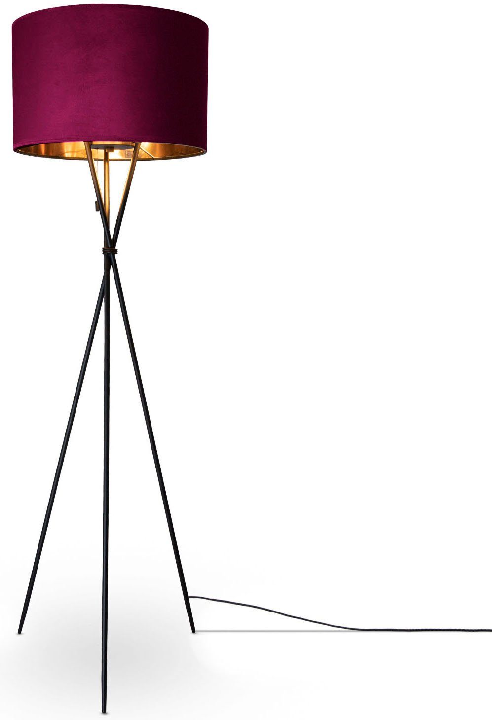 Stehlampe Höhe Wohnzimmer Leuchtmittel, Kate Color, Standleuchte Dreibein Home Paco Filigran 177,5cm E27 Velour ohne uni