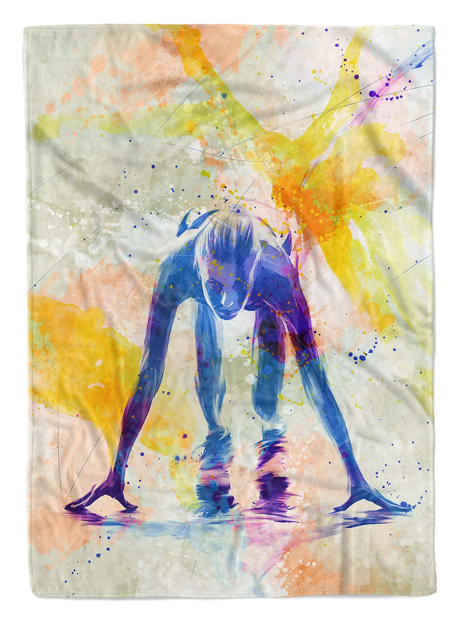 Handtücher SplashArt Sport Handtuch Strandhandtuch Saunatuch Kuscheldecke Kunstvoll Running IV Sport, Baumwolle-Polyester-Mix (1-St), Handtuch