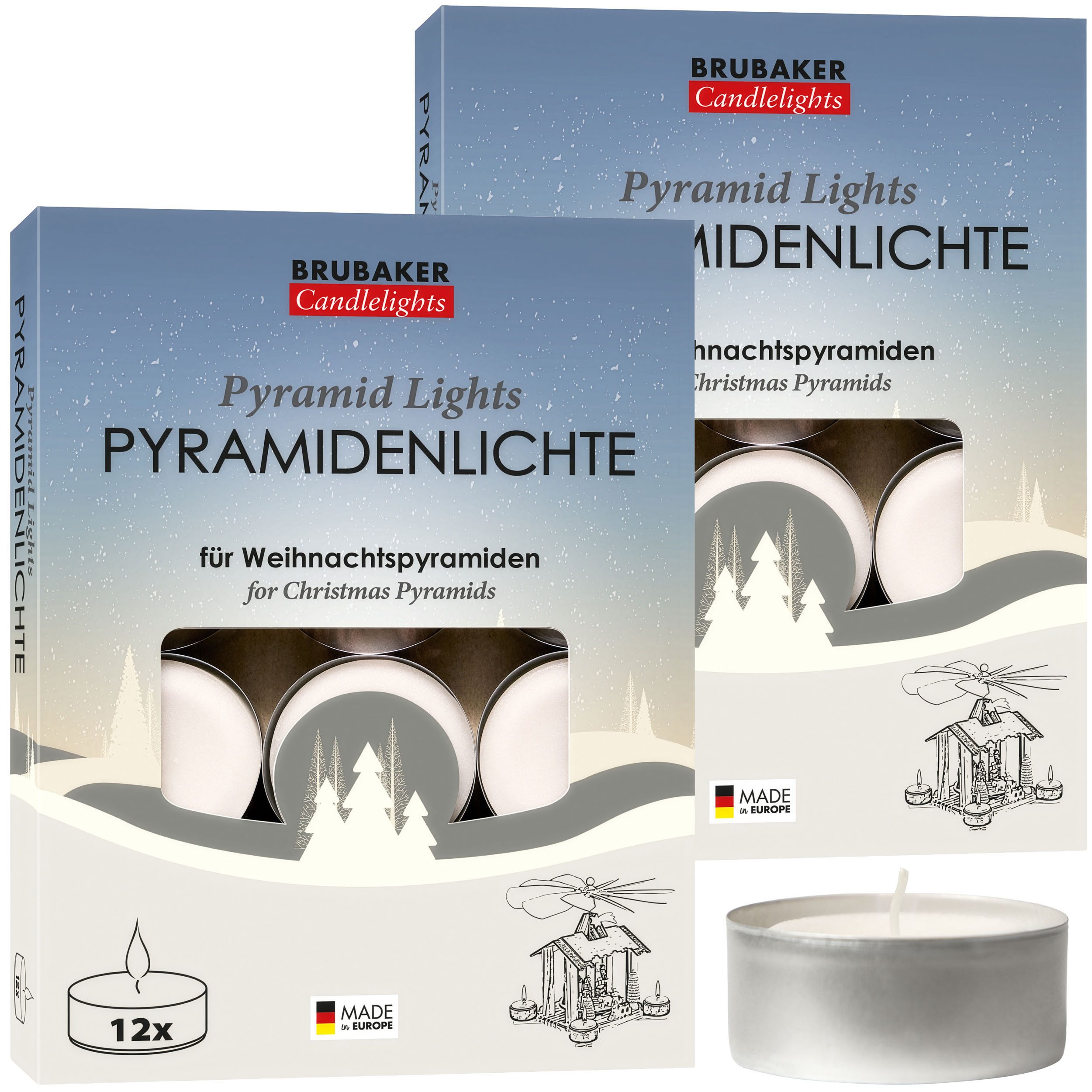 BRUBAKER Teelicht Pyramidenteelichter aus Paraffin mit Metallhülle - Pyrami günstig online kaufen