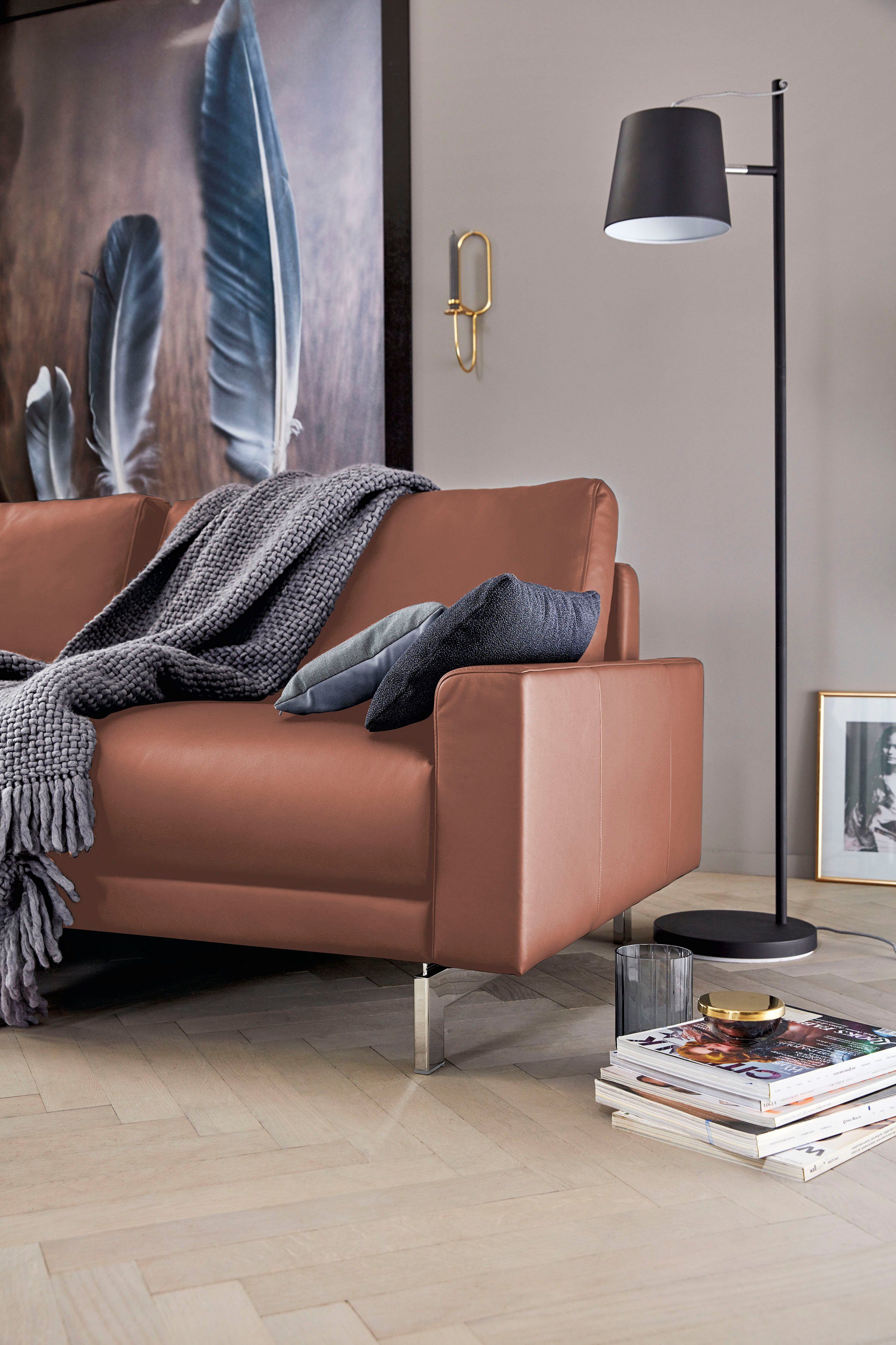 hülsta sofa 2-Sitzer hs.450, cm chromfarben 164 Breite Armlehne niedrig, glänzend, Fuß
