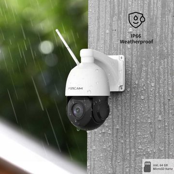 Foscam SD2X 1080P Dual-Band WLAN PTZ Dome Überwachungskamera (Außenbereich, Innenbereich, 18-facher optischer Zoom, 360°-Blickwinkel, Personenerkennung, 2-Wege-Audio, inkl. 64 GB Mikro-SD Karte)