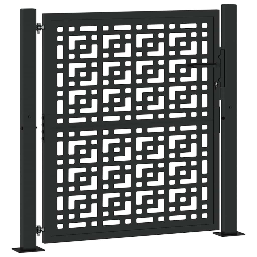 vidaXL Gartentor Gartentor Schwarz 100x100 cm Stahl Kreuz-Design