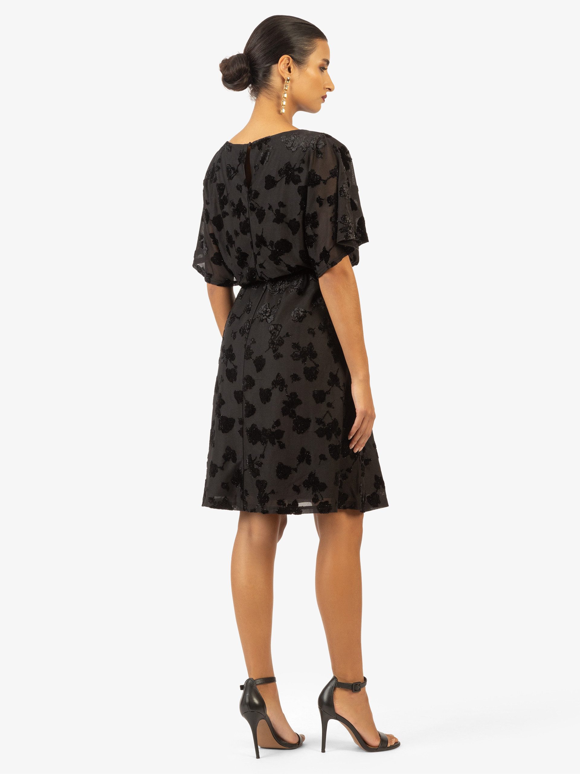 Kraimod Cocktailkleid mit Flockprint und Bindegürtel