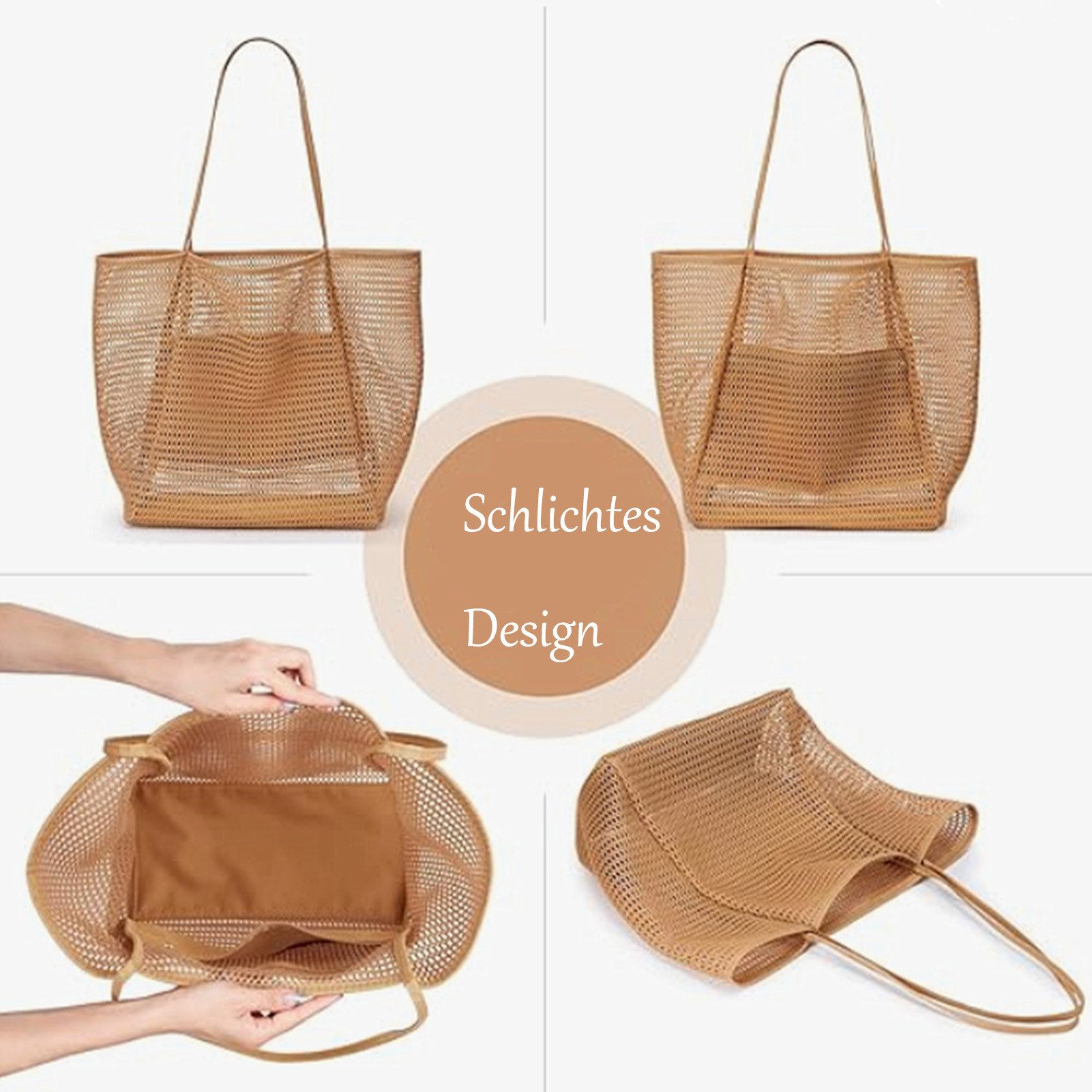 Jumpeak Strandtasche Faltbare Strandtasche, Netzhandtasche, Damen-Umhängeta günstig online kaufen