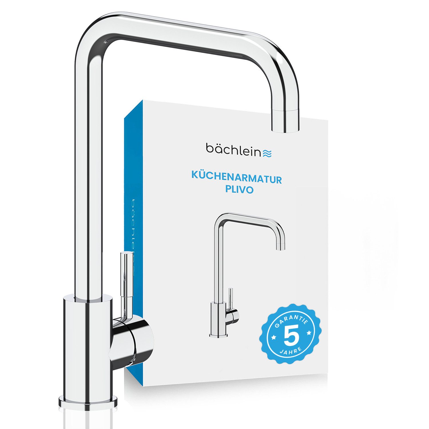 Bächlein Spültischarmatur Küchenarmatur Plivo in stilvollem Design, Wasserhahn Küche extra hoher Auslauf