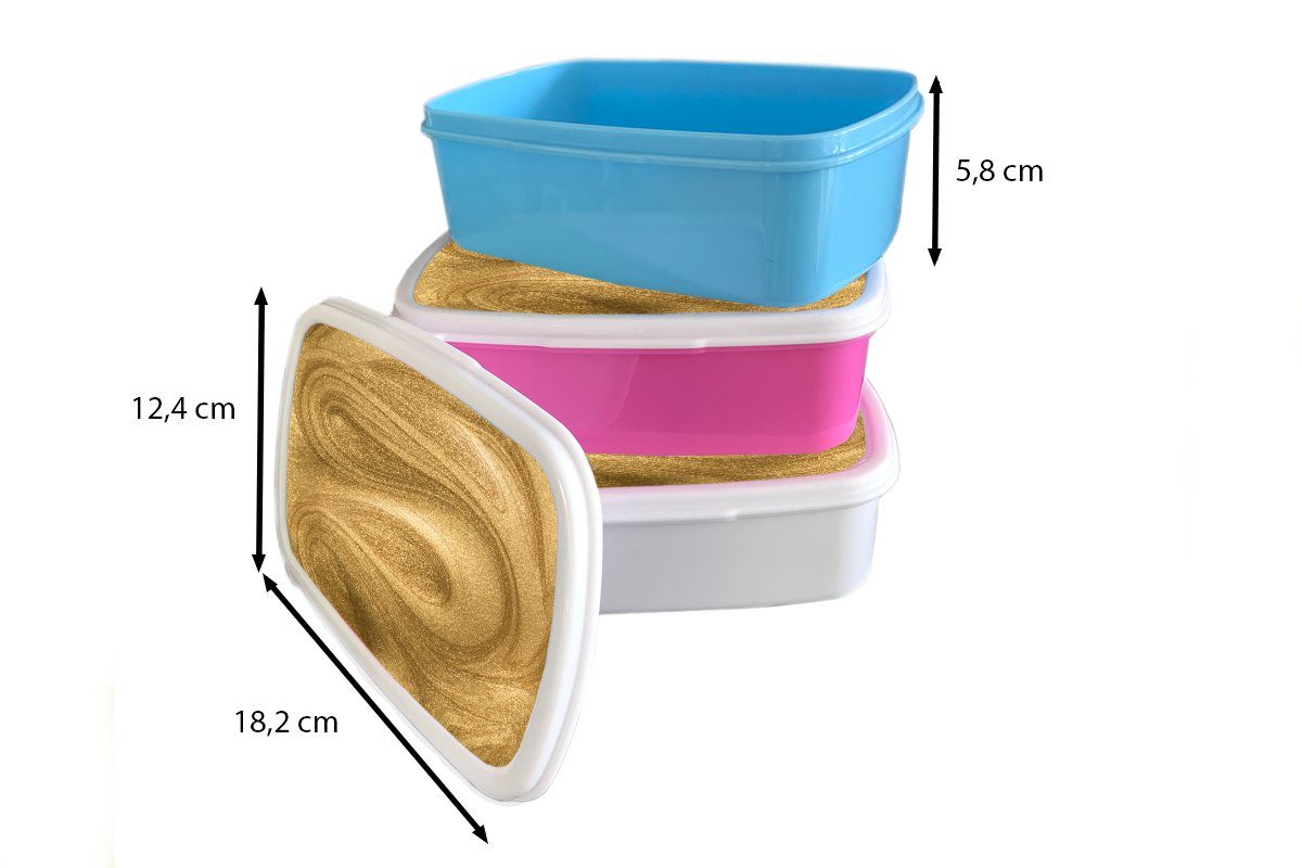 - Lunchbox für Snackbox, Kunststoff, Erwachsene, Kinder, Mädchen, rosa Brotdose Glitzer MuchoWow - Abstrakt Luxus, Kunststoff - (2-tlg), Brotbox Gold