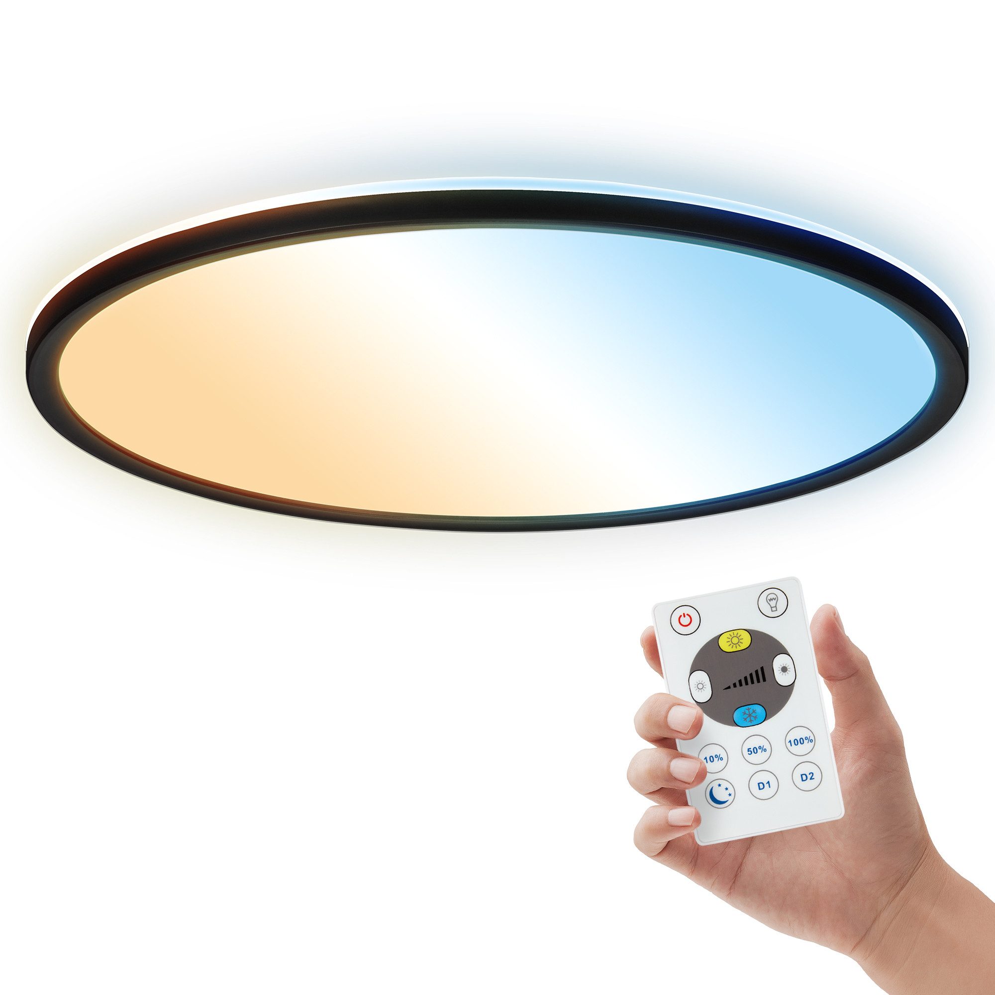 B.K.Licht LED Panel Deckenleuchte Wohnzimmer Flach Fernbedienung CCT Dimmbar IP44, LED fest integriert, CCT-Farbtemperatursteuerung, Badlampe, Badezimmer, Küche, Wohnzimmer