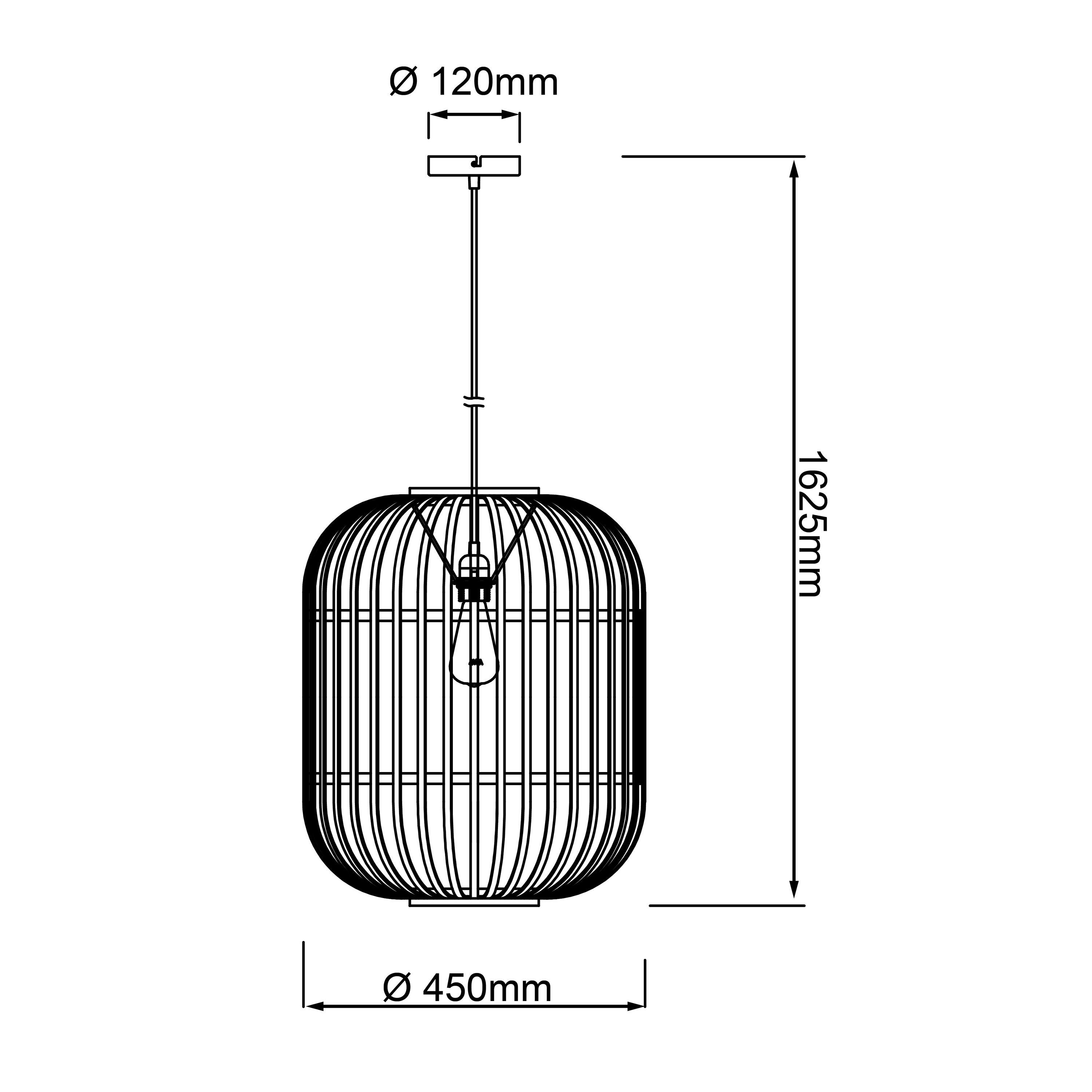 Pendelleuchte Brilliant 60 A60, 45cm Bambus/Metall, Woodrow, hellbraun, Woodrow W 1x Pendelleuchte E27,