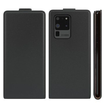 EAZY CASE Handyhülle Flipcase für Samsung Galaxy S20 Ultra / 5G 6,9 Zoll, Tasche Klapphülle Handytasche zum Aufklappen Etui Kunstleder Schwarz