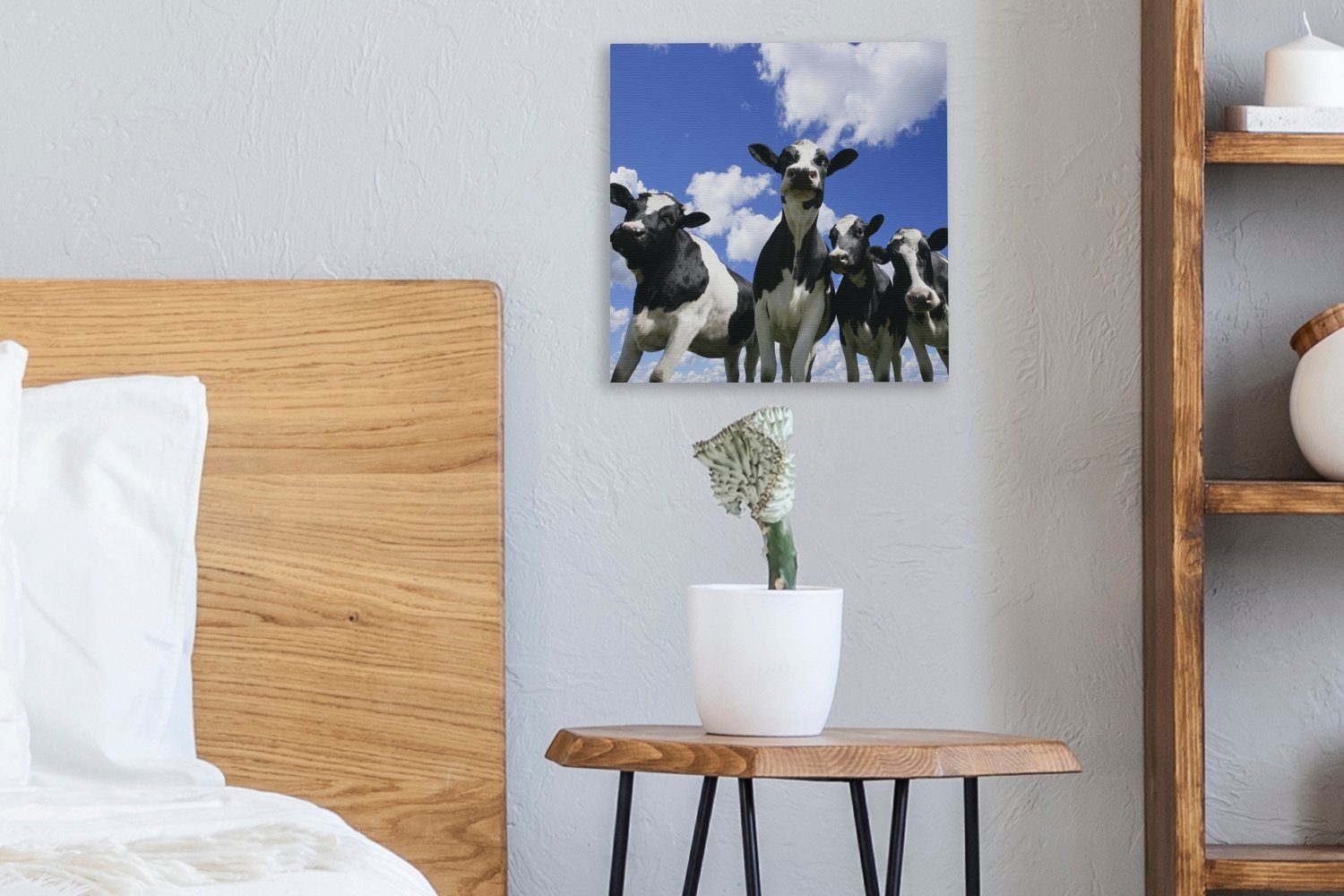 Schlafzimmer Tiere, (1 - Wohnzimmer für Kuh St), - OneMillionCanvasses® Leinwandbild Luft Leinwand Bilder bunt