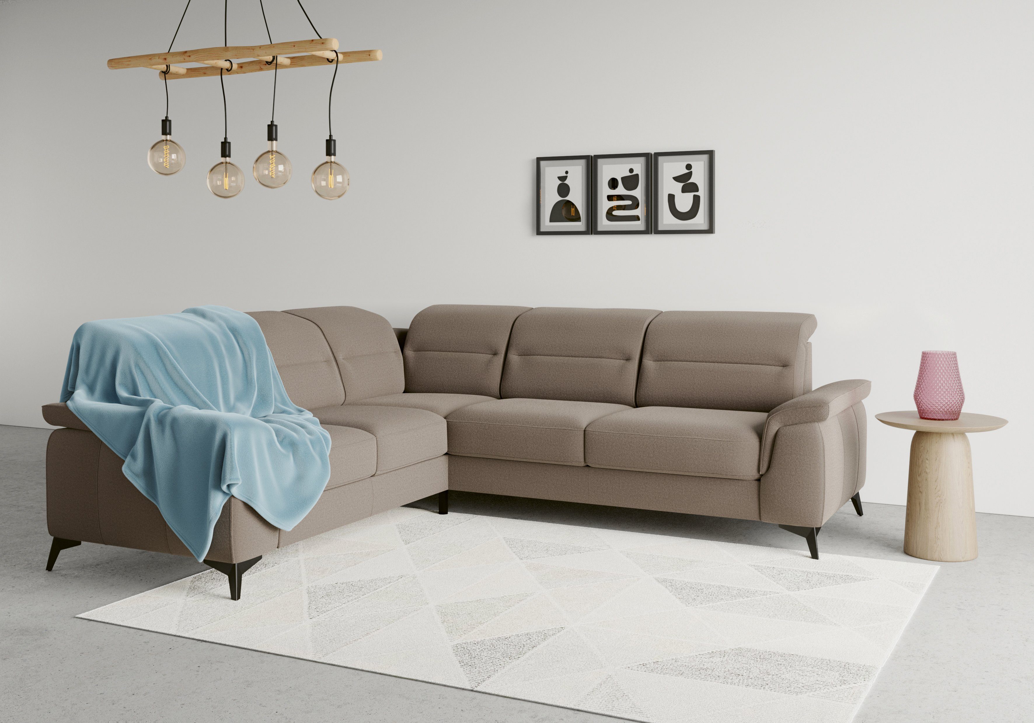 sit&more Ecksofa Sinatra, mit und optinal Armteilfunktion, Kopfteilverstellung Metallfüße