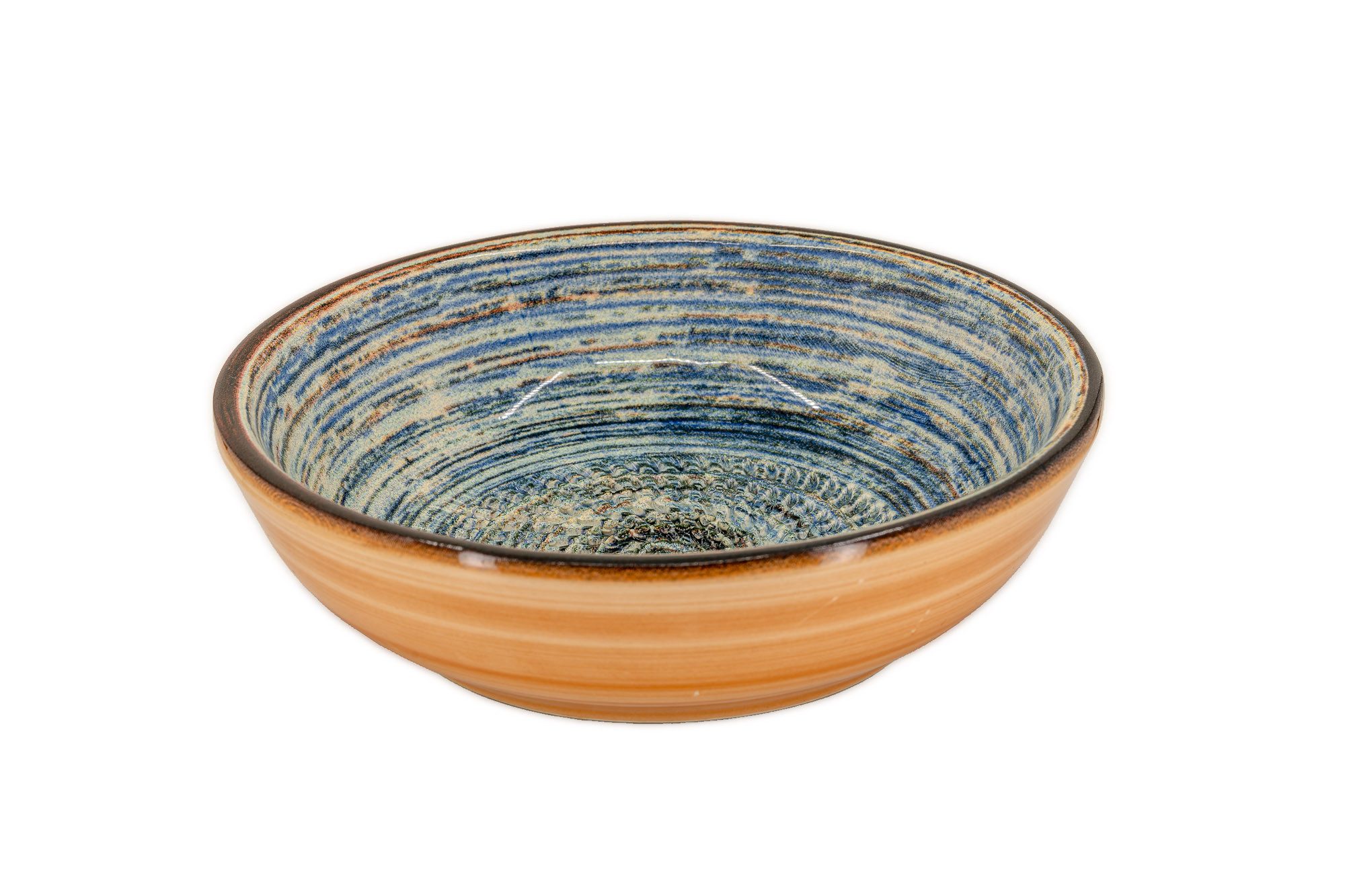 Kaladia Multireibe Keramik Reibeschüssel in Braun/Blau gestreift - ∅ 17 cm, Keramik, einfaches Zerkleinern von Zutaten und mehr - Made in Spain