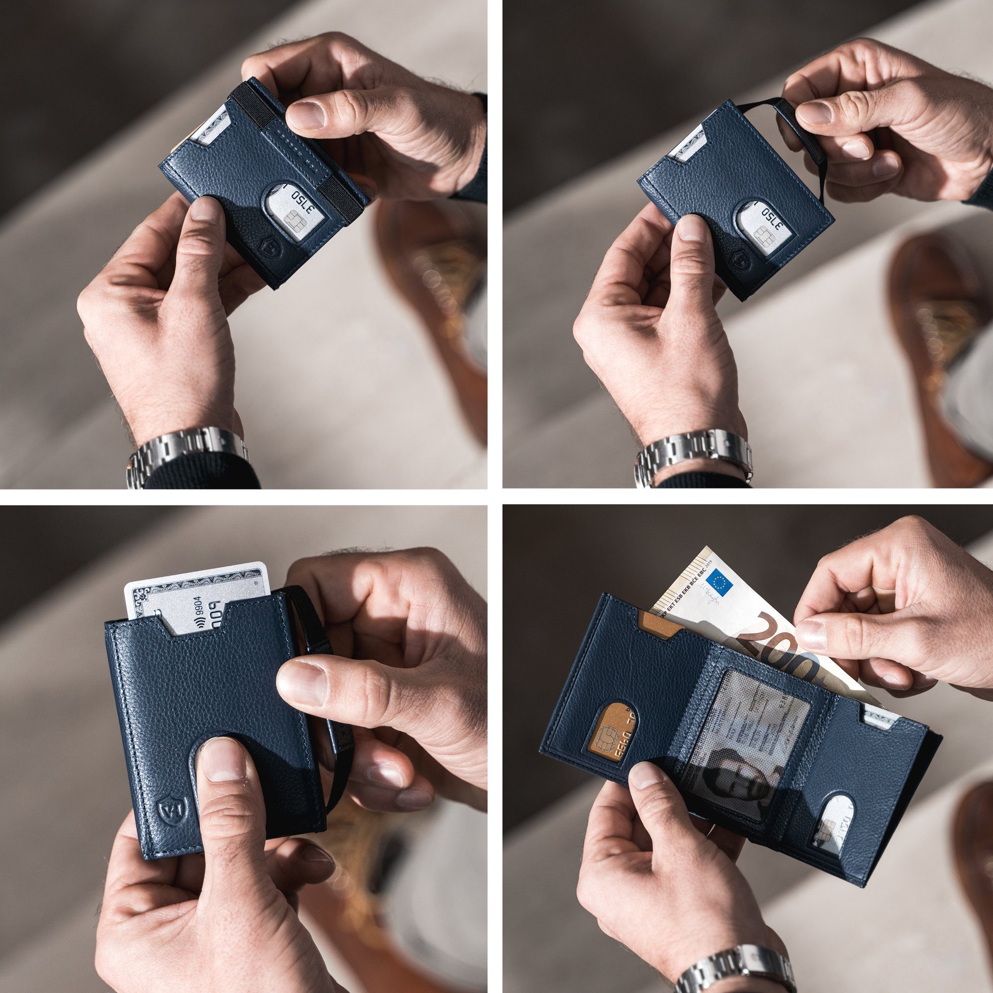 6 VON RFID-Schutz HEESEN & inkl. Geldbörse Geldbeutel Portemonnaie Wallet Geschenkbox Whizz Slim mit Wallet Kartenfächer, Blau