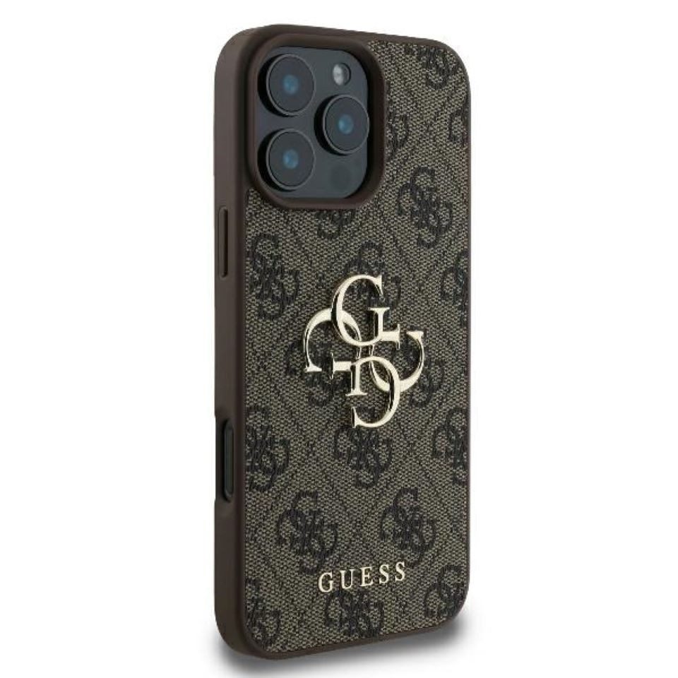 Guess Handyhülle iPhone 16 Pro Max Kunstleder braun Big Logo goldfarbig 6,9 Zoll, Kantenschutz – Bild 4 von 5