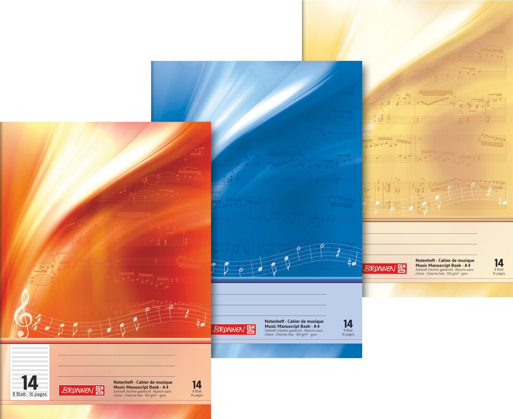 Baier & Schneider Schulheft Notenheft 12-linig Lineatur 14 8 Blatt A4, Drahtheftung