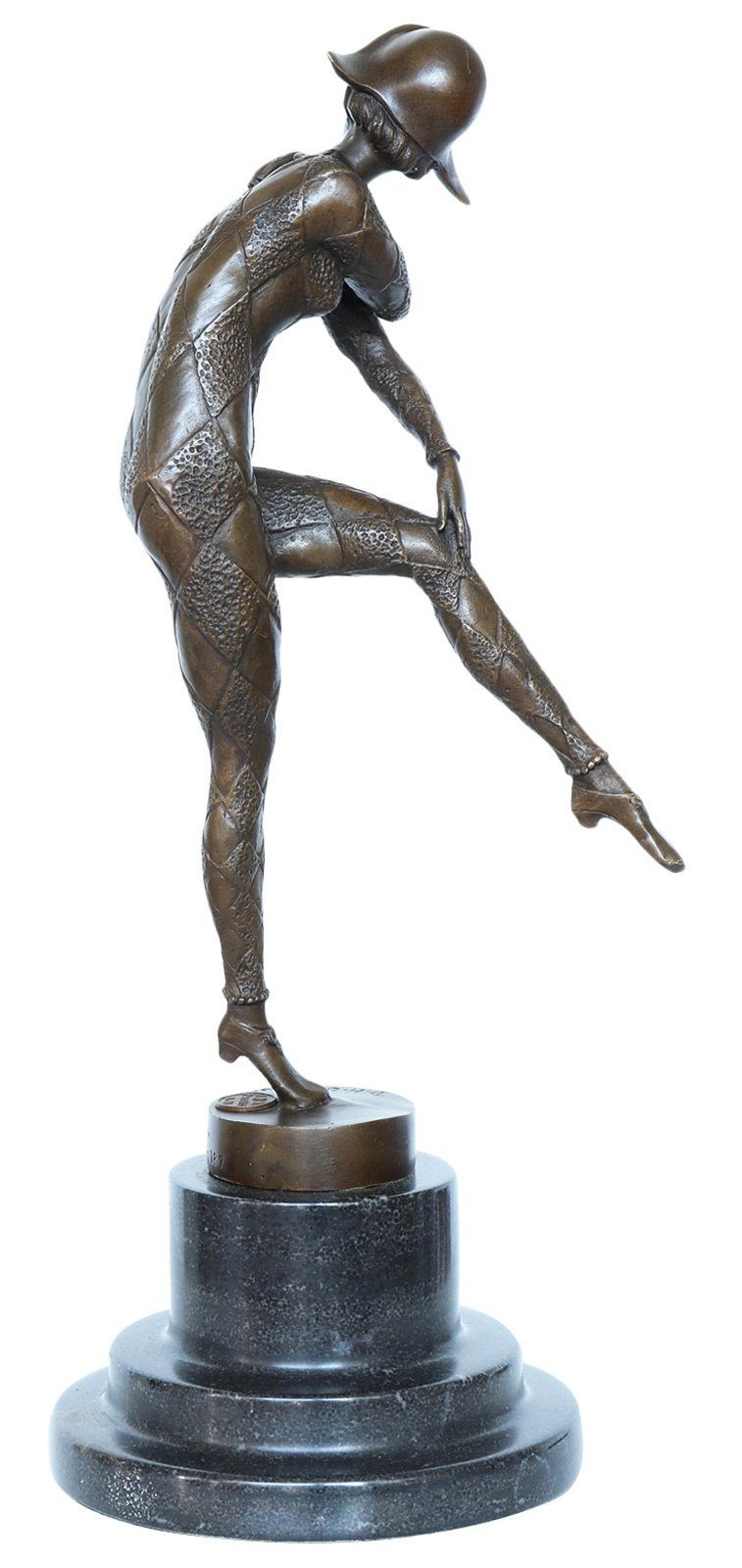 Bronze Skulptur Antik-Stil Figur Harlekin Bronzeskulptur nach Chiparus Aubaho Skulptur