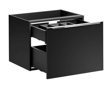 einfachgutemoebel Waschtisch-Set Badezimmer NOIRETTE 140cm Set 3-tlg, Aufsatzbecken, schwarz matt oak, (Badmöbel Set, 1-St., Waschtisch Set 3-teilig)