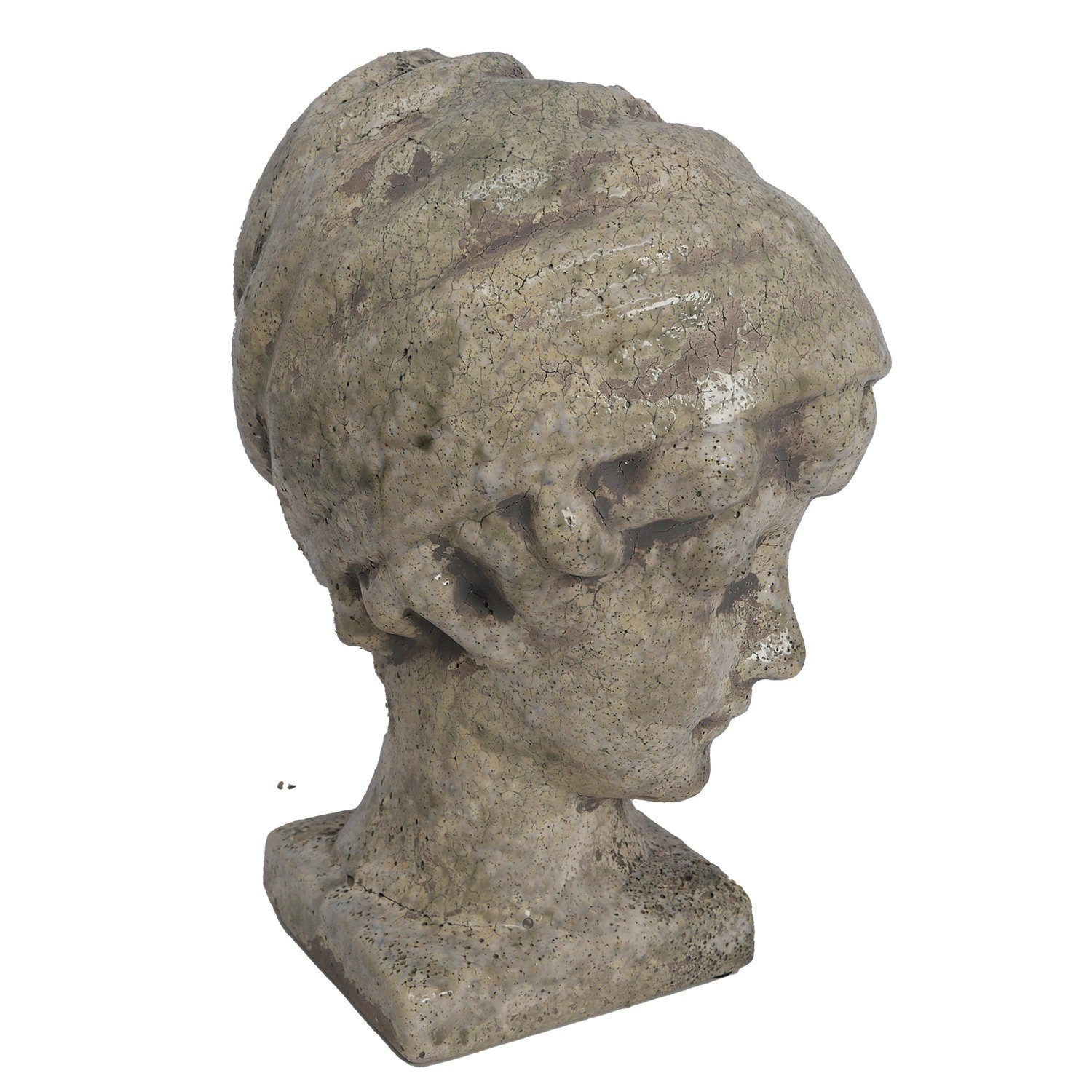 B&S Dekofigur Frauenkopf Roma Steinoptik Shabby Büste aus Antik Keramik 24 cm H