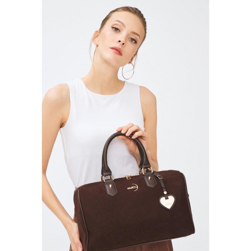 Damen Dericompany Damenhandtasche, 100 Shopper Basic aus und Hand- Braun BD01595, Polyurethan, dc % Schultertasche Handtasche