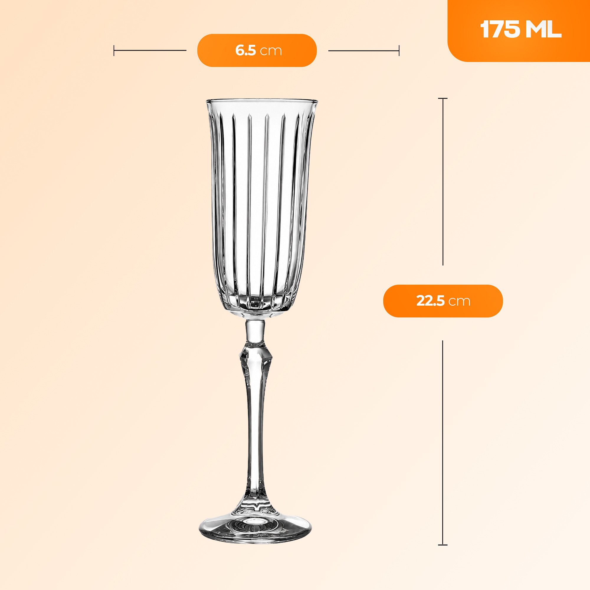 Pasabahce Sektglas Joy Champagne Flute 175 ml, 4-tlg., Glas, Schlanke Form für stilvollen Sekt- und Champagnergenuss