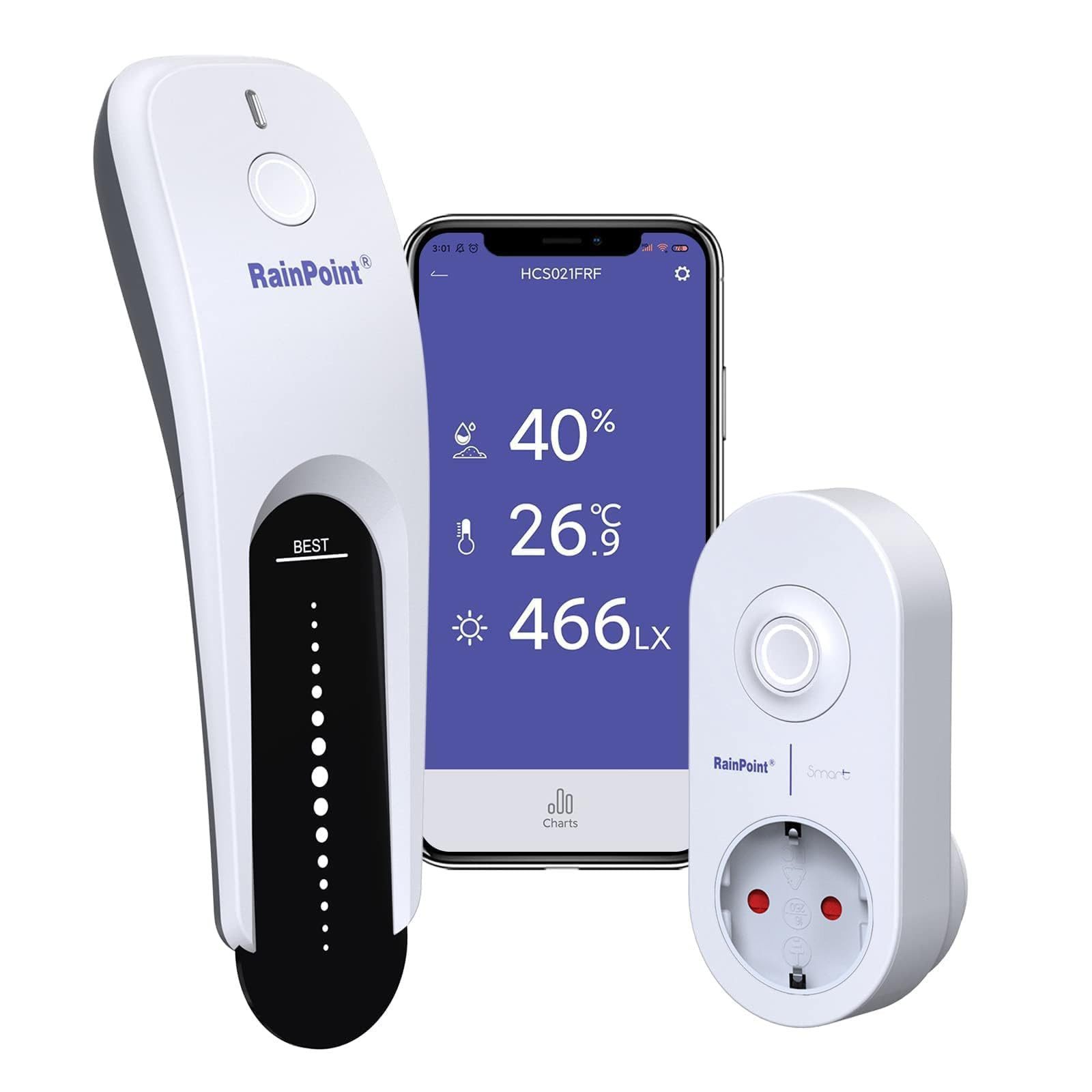 Feuchtigkeitssensor Bodenfeuchtigkeitssensor mit WiFi-Hub,APP-gesteuerter Smart 3-in-1