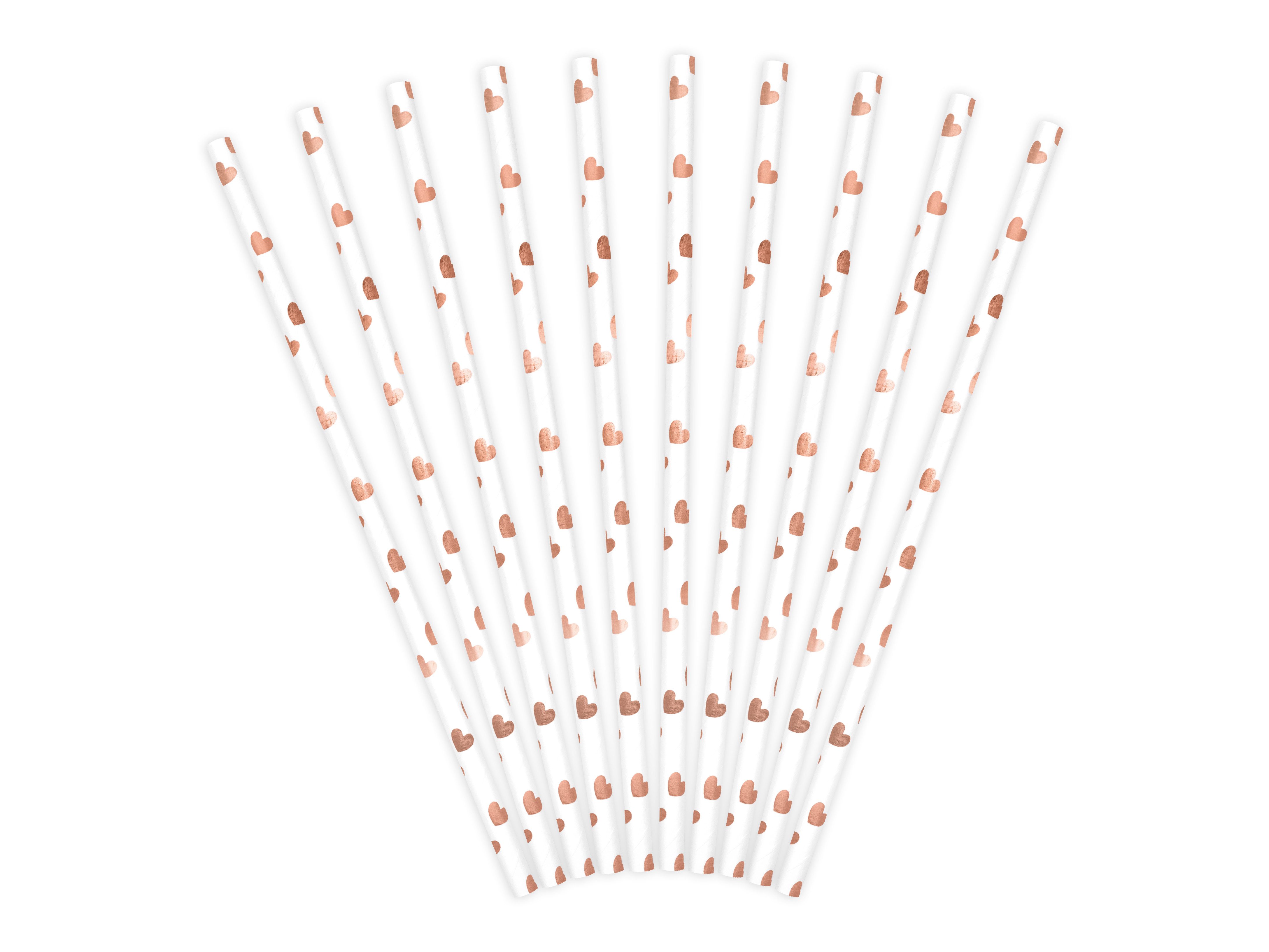 partydeco Hängedekoration Strohhalm Papier Stripes 10Stk./195mm Rosegold