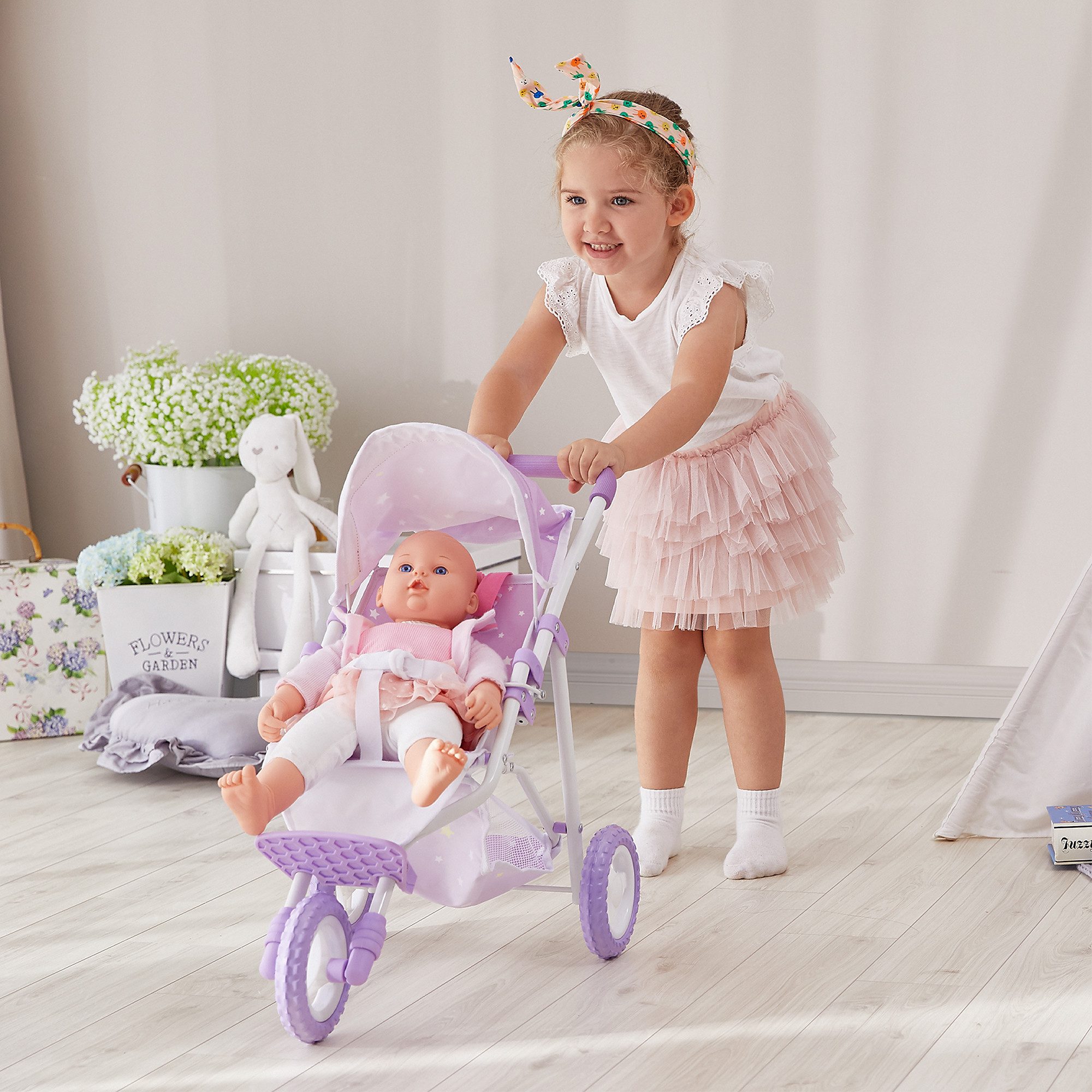 TEAMSON™ KIDS    Puppenwagen Puppenbuggy Twinkle Star lila leicht faltbar