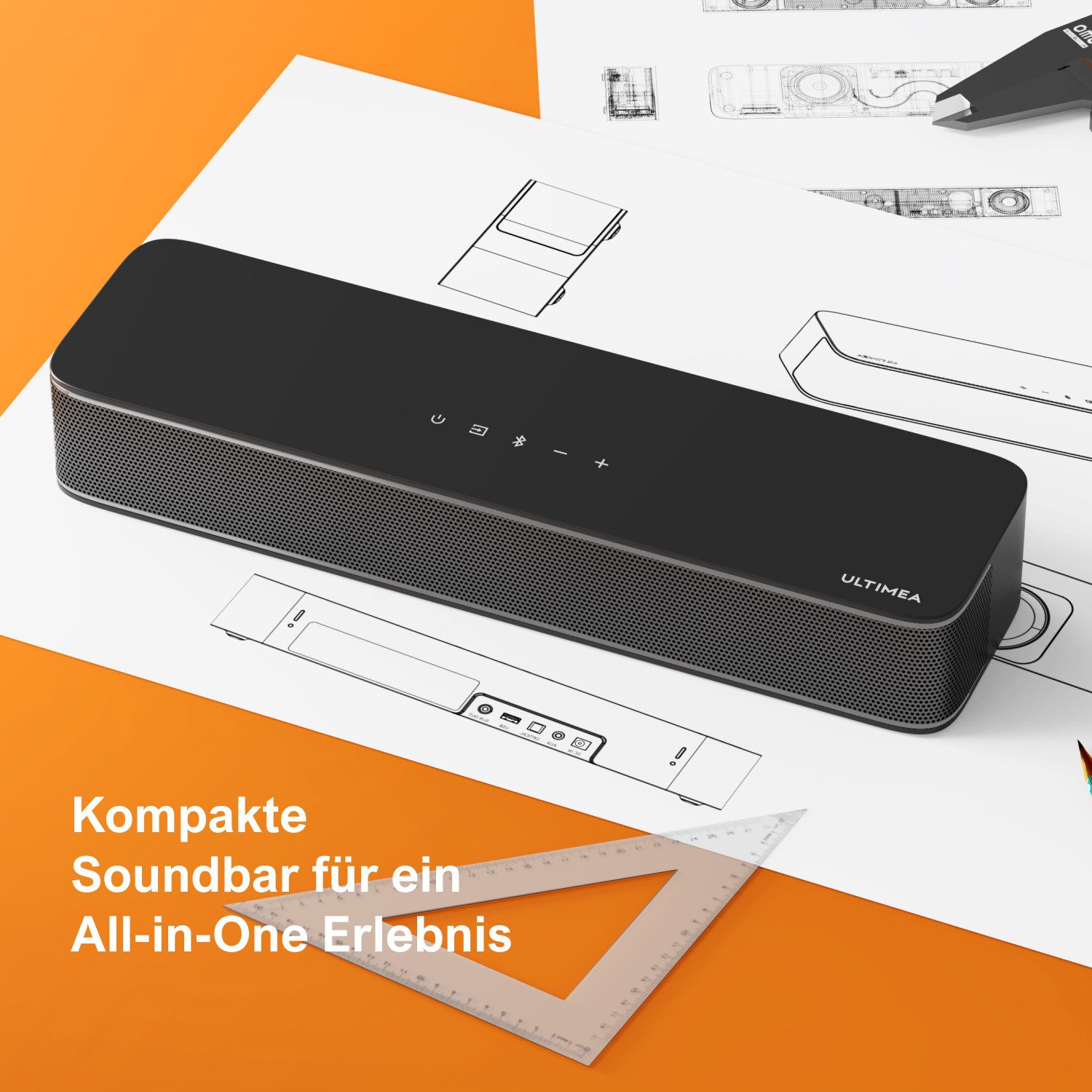 Ultimea Poseidon M20 2.1 Soundsystem (Bluetooth 5.4, 120 W, Soundbar für TV mit integriertem Subwoofer, APP-Steuerung)