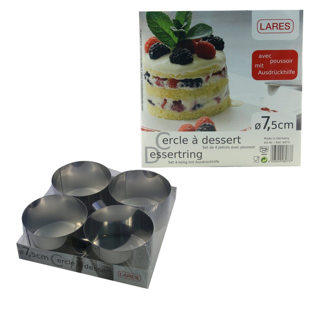 Ausstechform 6073, 4er Set Dessertringe aus Edelstahl