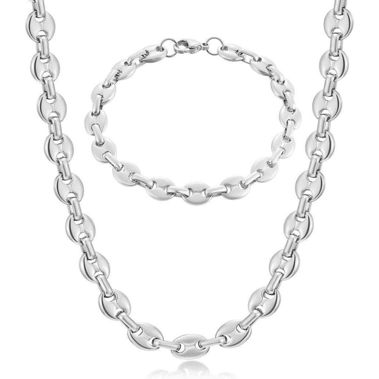 LuxusKollektion Ketten und Armband Set Halskette Herren Edelstahl Kaffeeboh günstig online kaufen