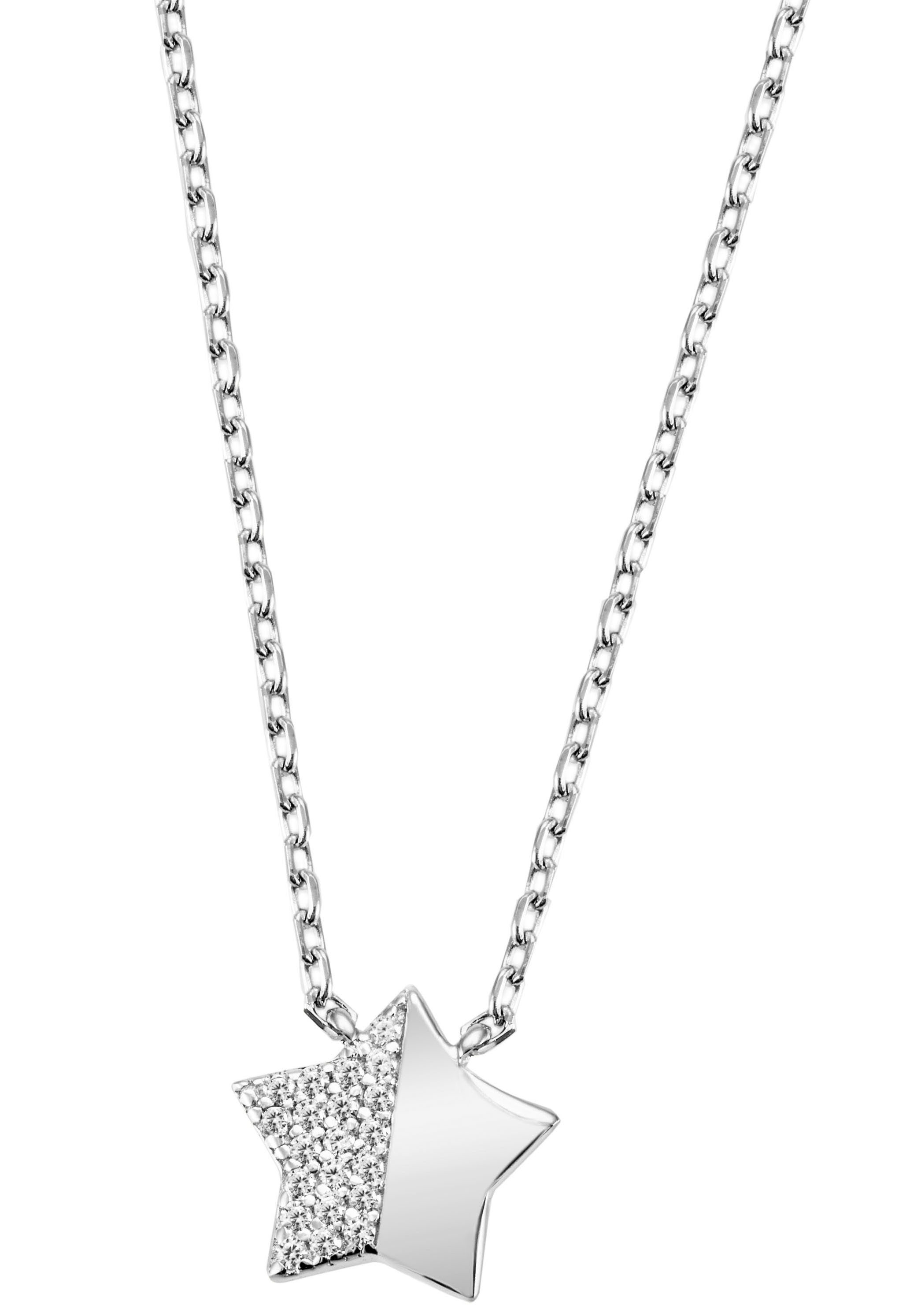 Firetti Kette mit Anhänger Schmuck Geschenk Silber 925 Halsschmuck Halskette  Ankerkette Sterne, zu Kleid, Shirt, Jeans, Sneaker! Anlass Geburtstag  Weihnachten