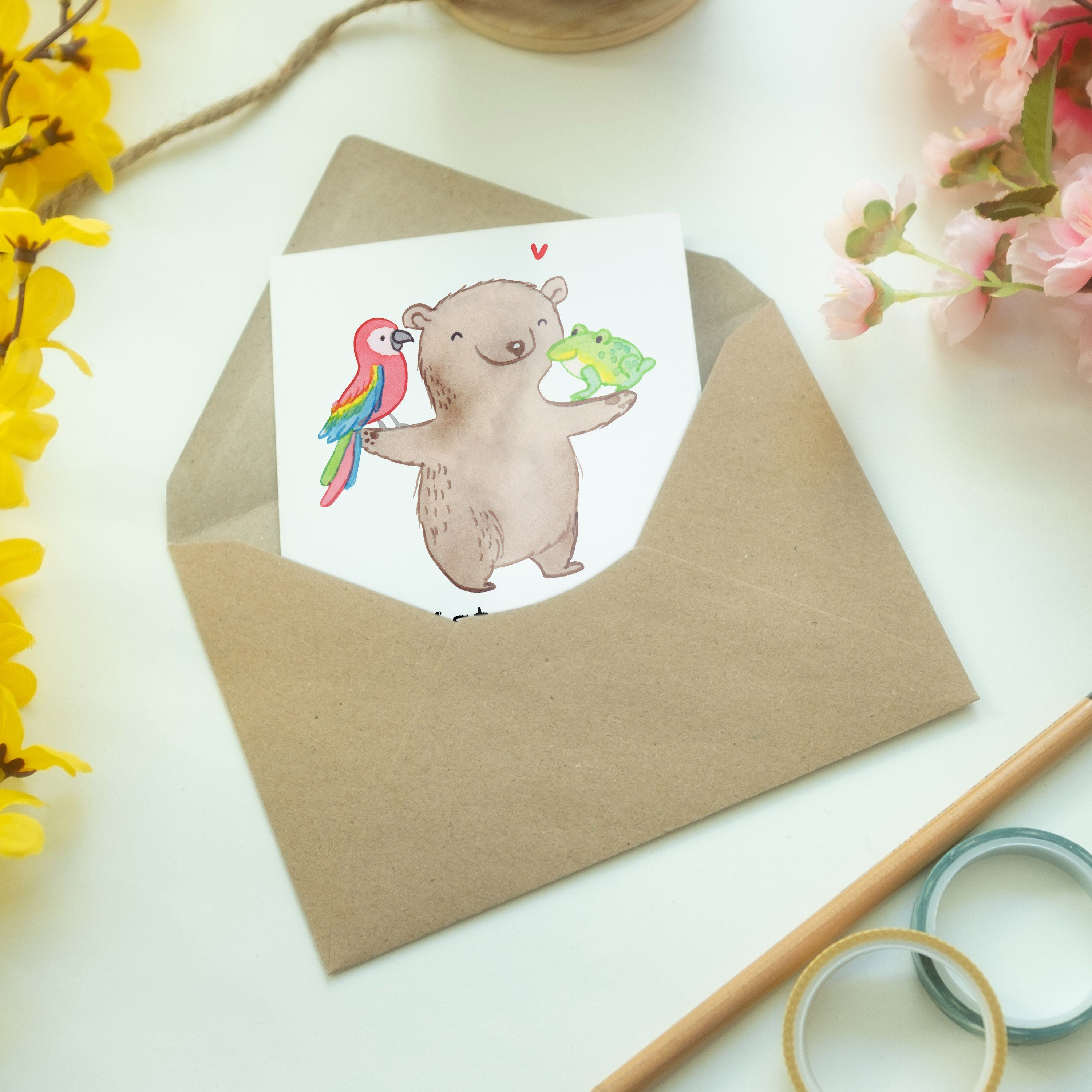 Mr. & Mrs. Panda Grußkarte Ausb - mit Geschenk, Karte, - Herz Weiß Tierpfleger Glückwunschkarte