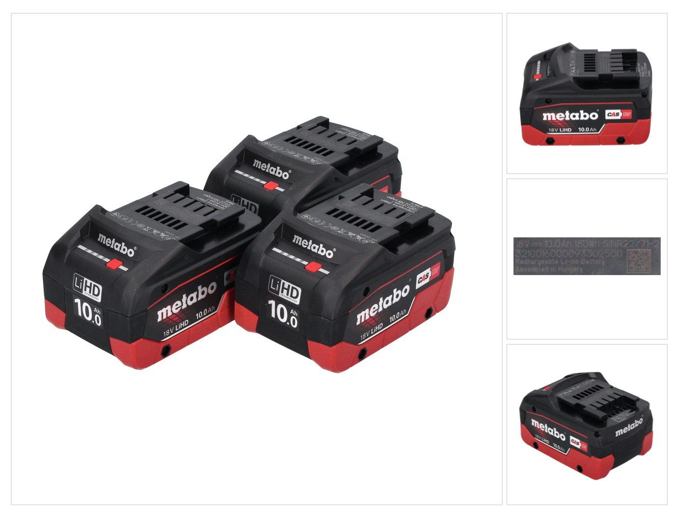 metabo LiHD Akkupack Set 3x 18 V 10,0 Ah CAS System (3x 625549000) Akkupacks