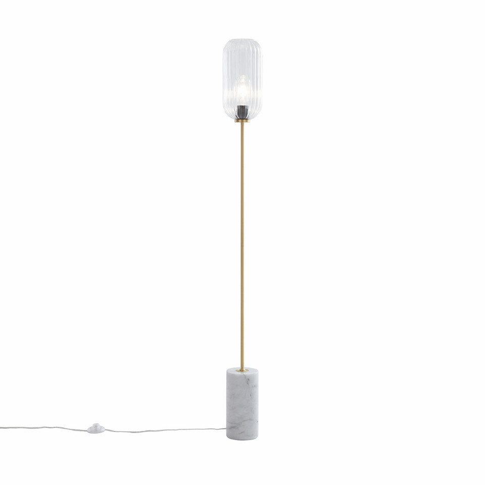 Qazqa Stehlampe Rid, ohne Leuchtmittel, E27, Messing, Art Deco, Glas, 1-fla günstig online kaufen