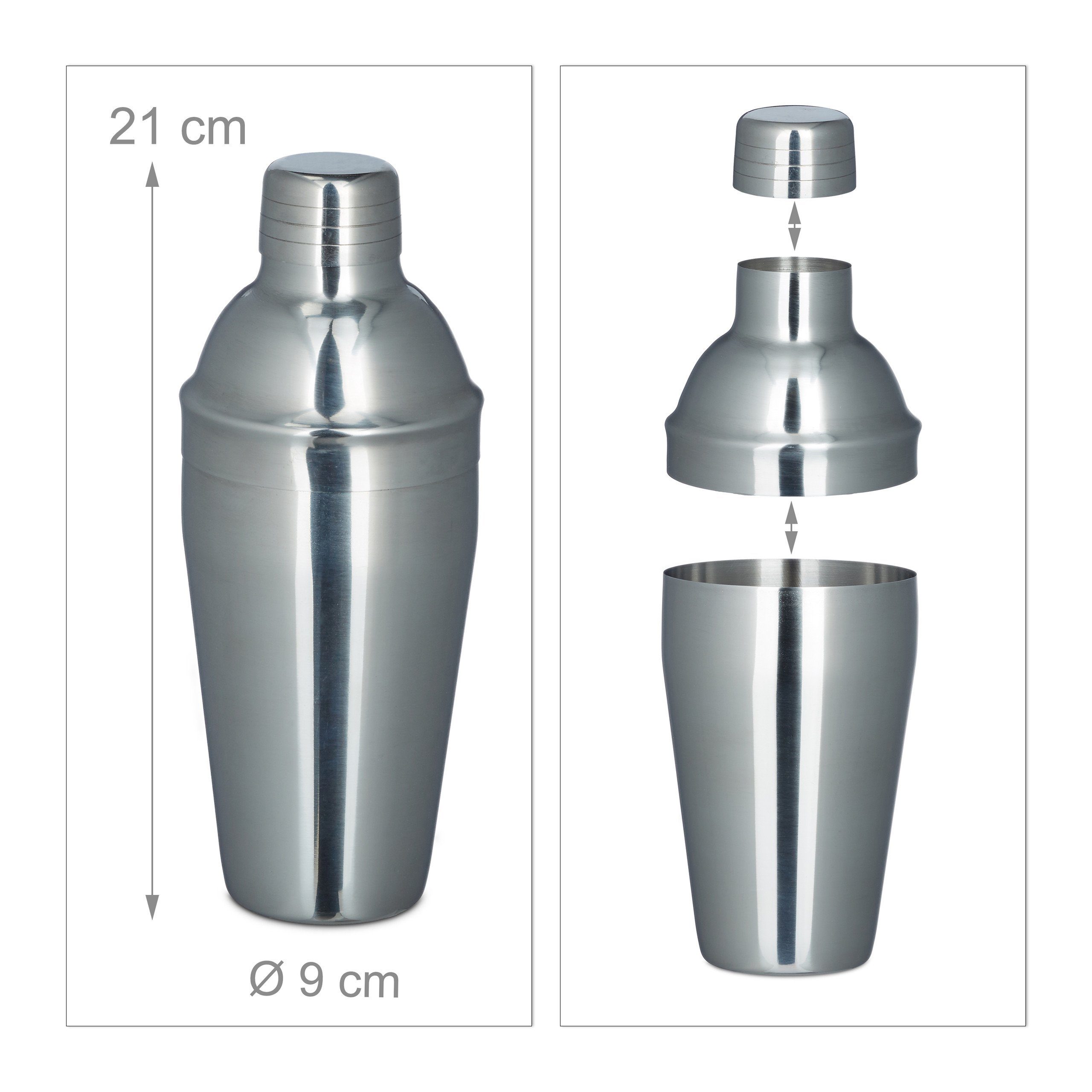 relaxdays Cocktail Shaker 12-tlg. Cocktail Set, Edelstahl