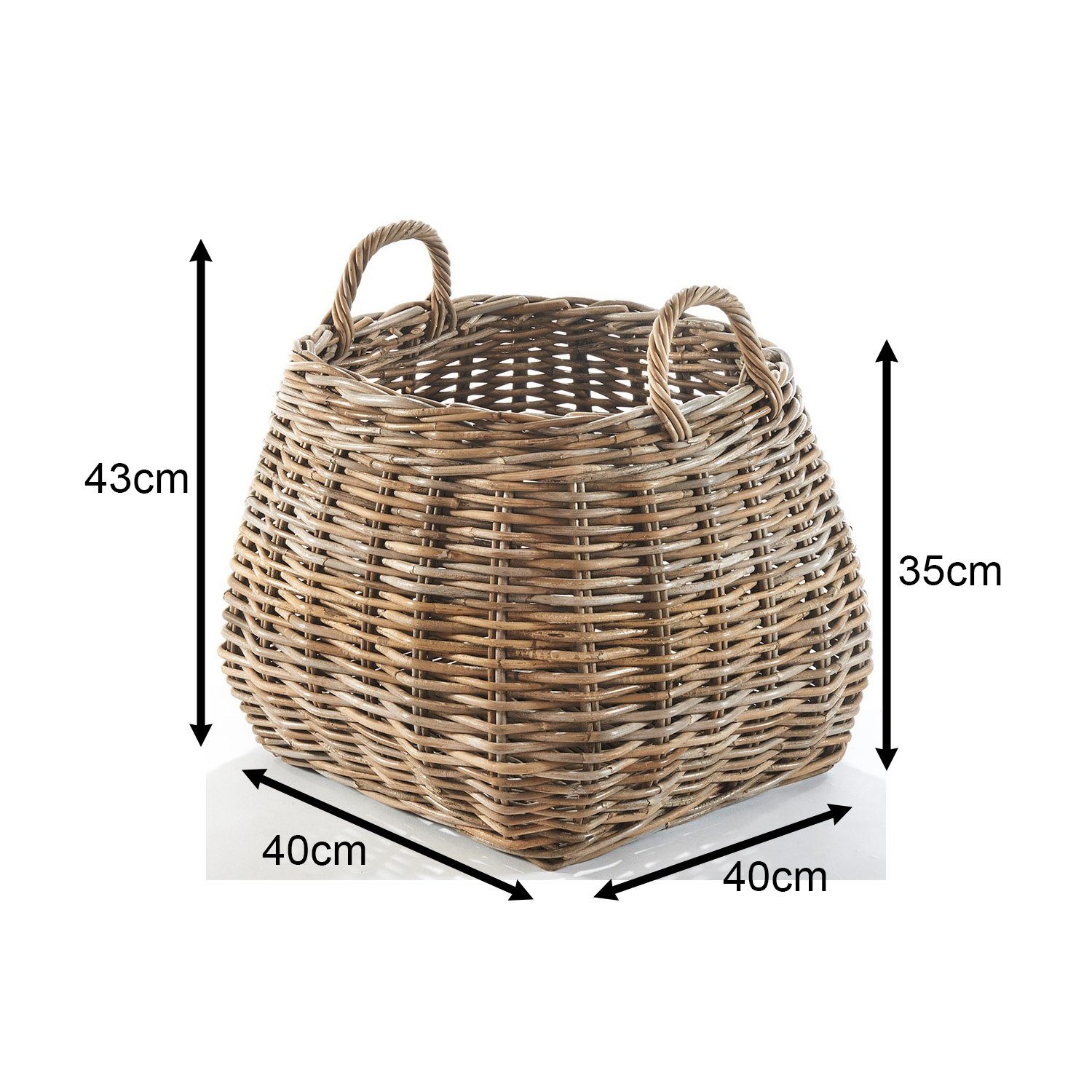 Kobolo Aufbewahrungskorb Korb aus Rattan geflochten kubu grey mit Henkeln günstig online kaufen