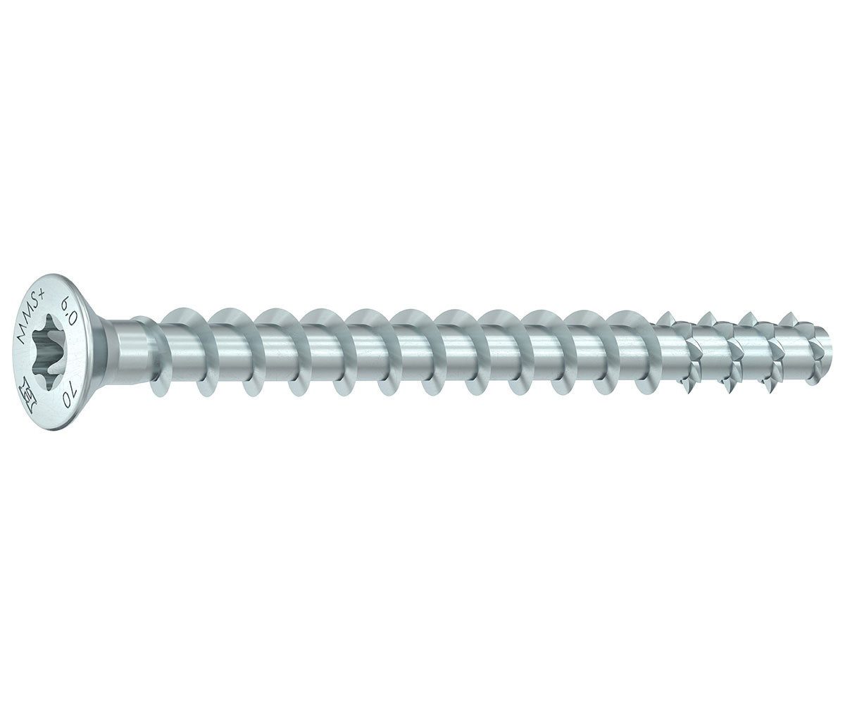 HECO Schrauben Betonschraube MULTI-MONTI-plus F Betonschraube, Senkkopf, TX30, Stahl weiß verzinkt, (100 St)