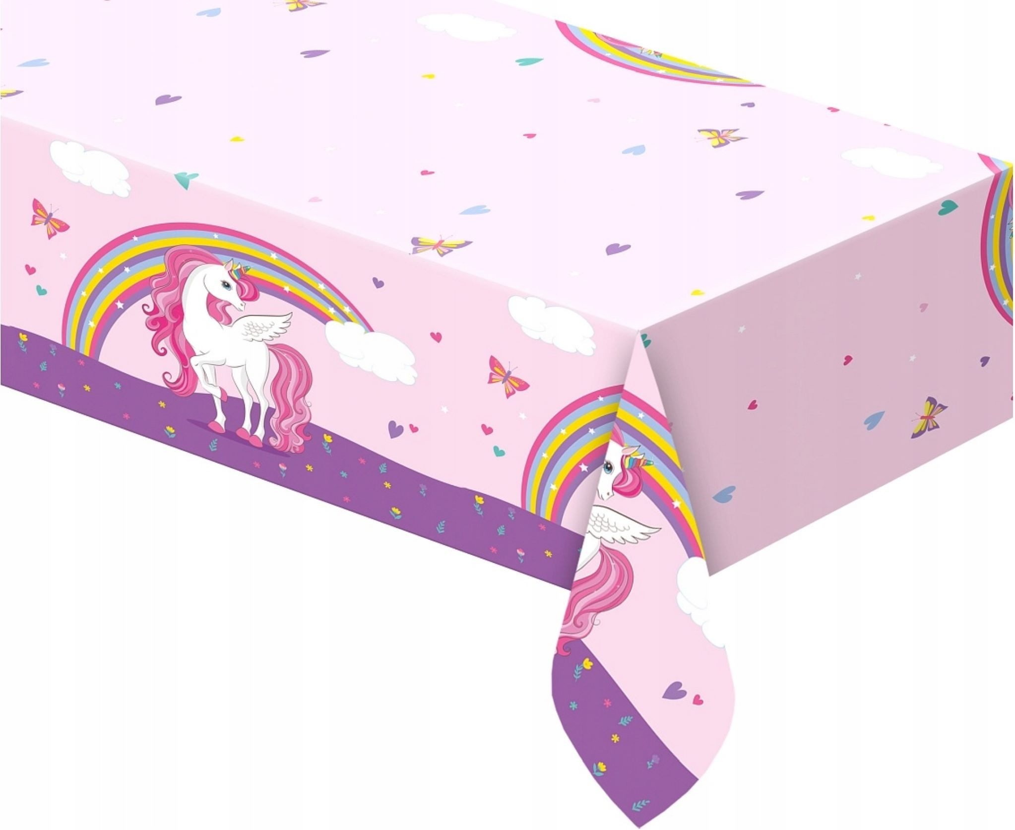Procos Tischdecke Einweg-Tischdecke "Einhorn", 120x180 cm, perfekt für Kindergeburtstage
