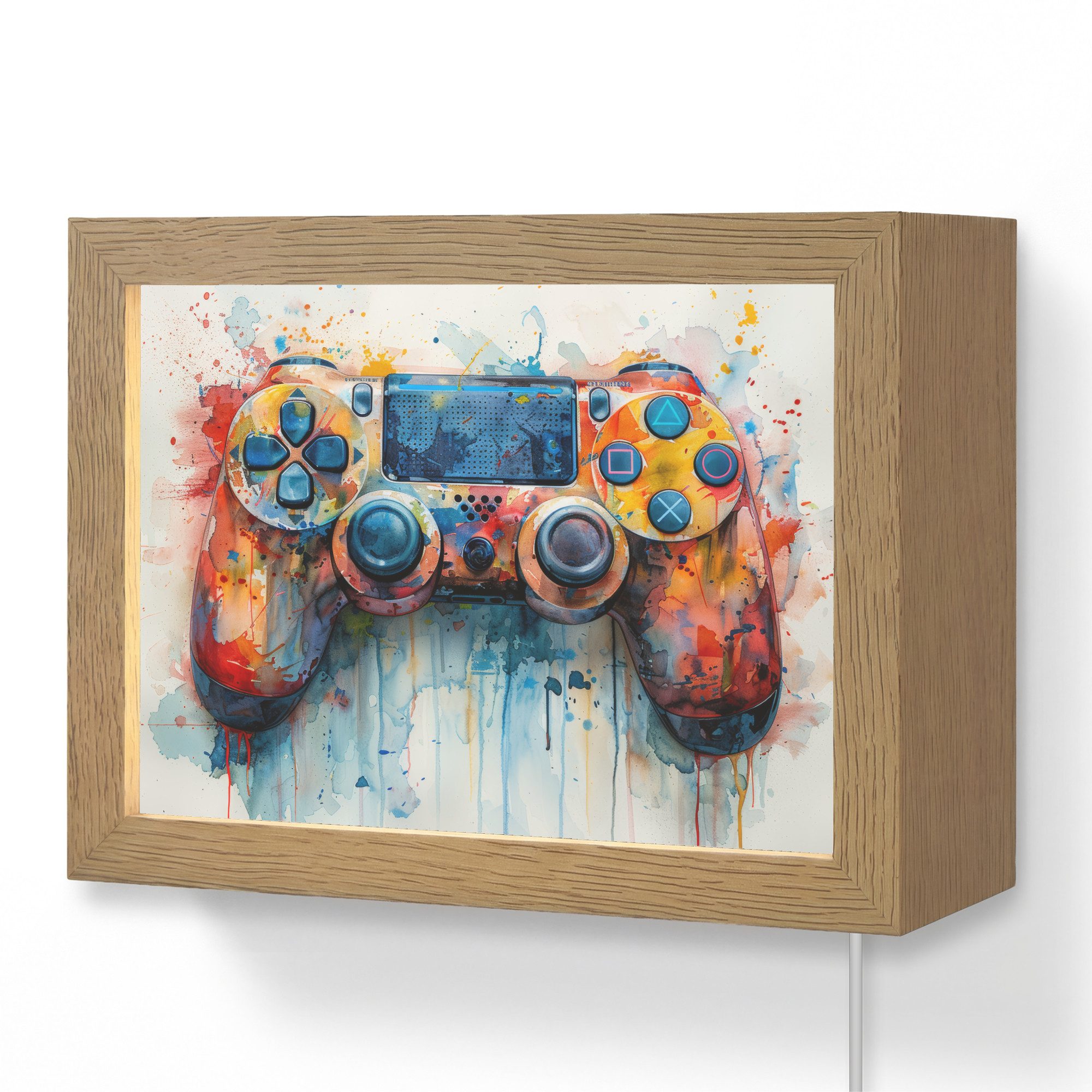 OnlyWow Wandleuchte Lightbox Kinder- und Jugendzimmer - Spiele - Gamecontroller, Dimmbar, Farbwechsel, LED, Warmweiß, Kaltweiß, Neutralweiß Einstellbar, Wandlampe Innen, Dimmbar, mit Kabel, LED, Modern, Flur