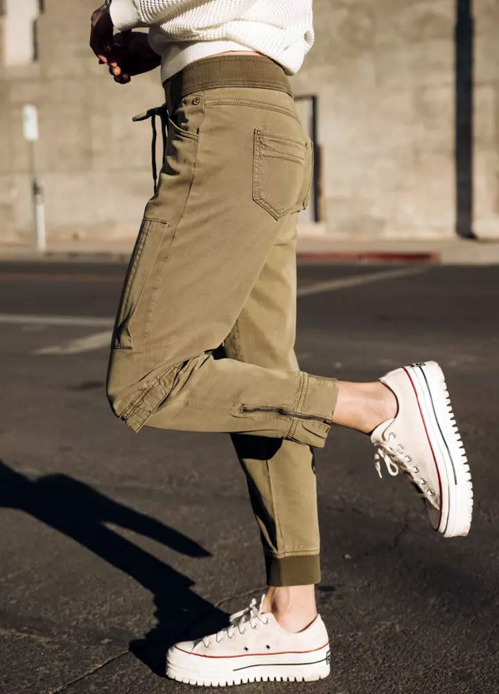 Freeman T. Porter Cargohose Celine Jazz deep lichen green Elastikbund mit Tunnelzug – Bild 4 von 5